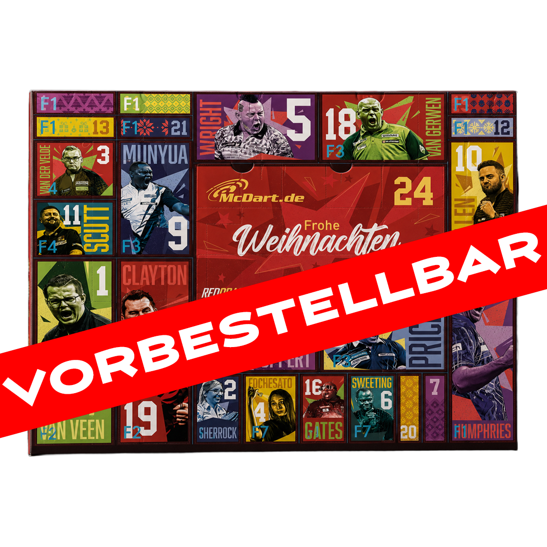 McDart Steel Darts Advent Calendar 2026 Abbildung des McDart Steel-Darts Adventskalender 2026. Der Kalender ist speziell für Dartspieler gestaltet.