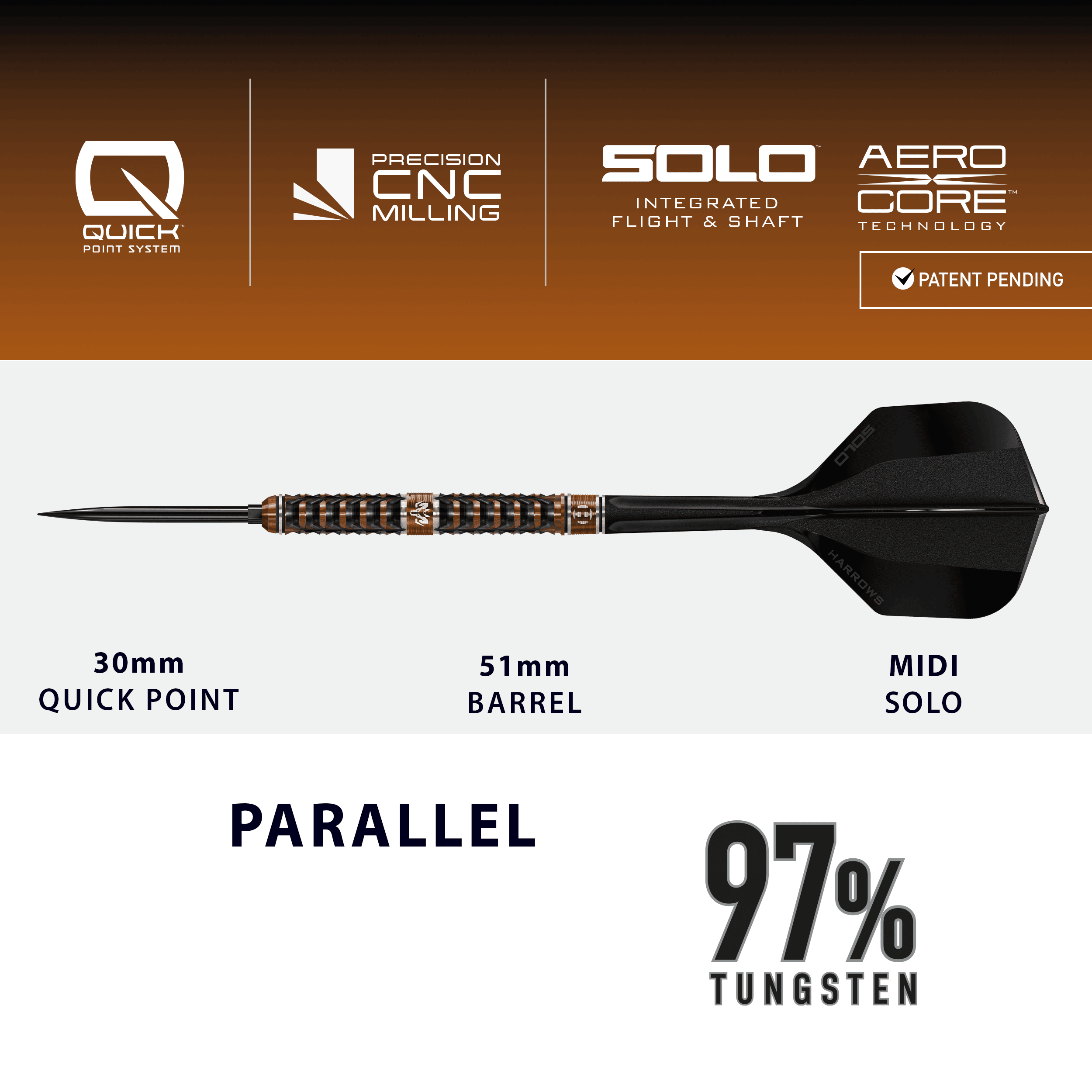 Harrows Tungsten Trinity Quick Point Steel Darts Gezeigt werden die Harrows Wolfram Trinity Quick Point Steeldarts. Diese Darts zeichnen sich durch ihre hohe Präzision und Verarbeitung aus.