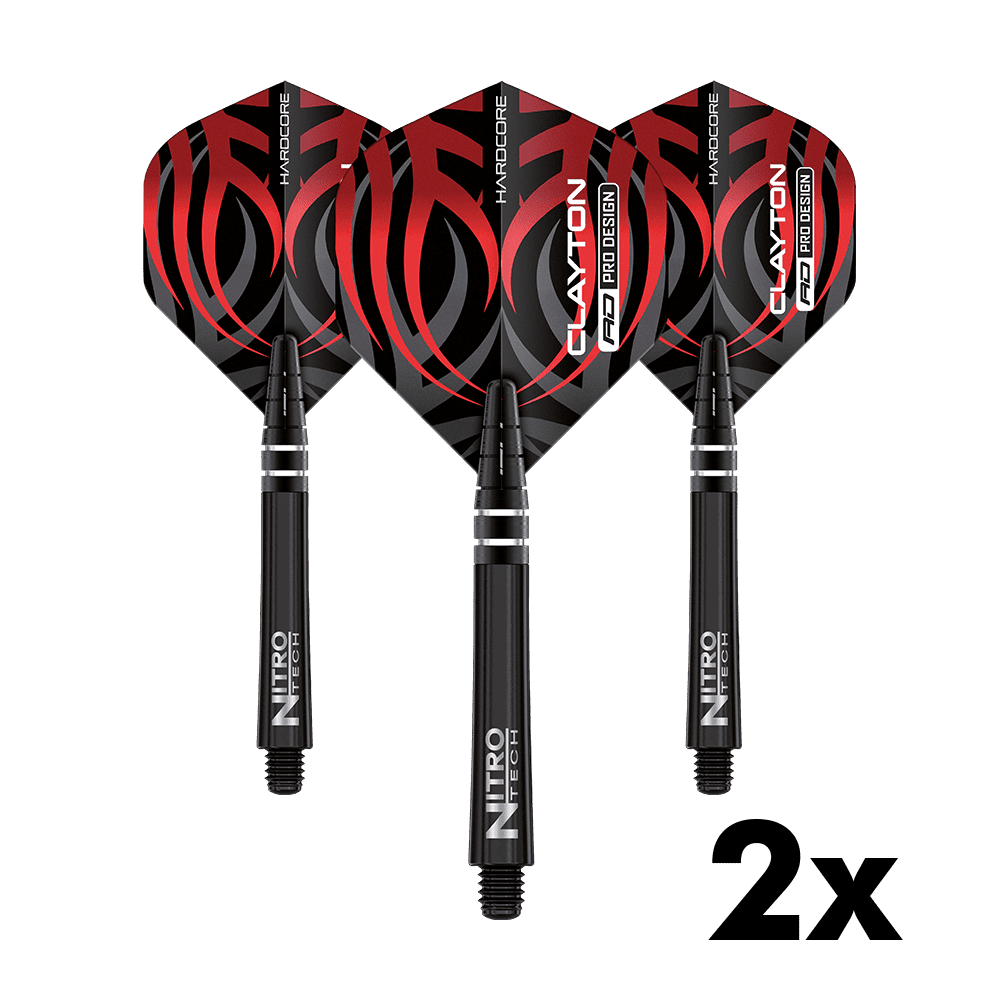 Red Dragon Jonny Clayton Nitrotech Hardcore Combo Flight Shafts Pack