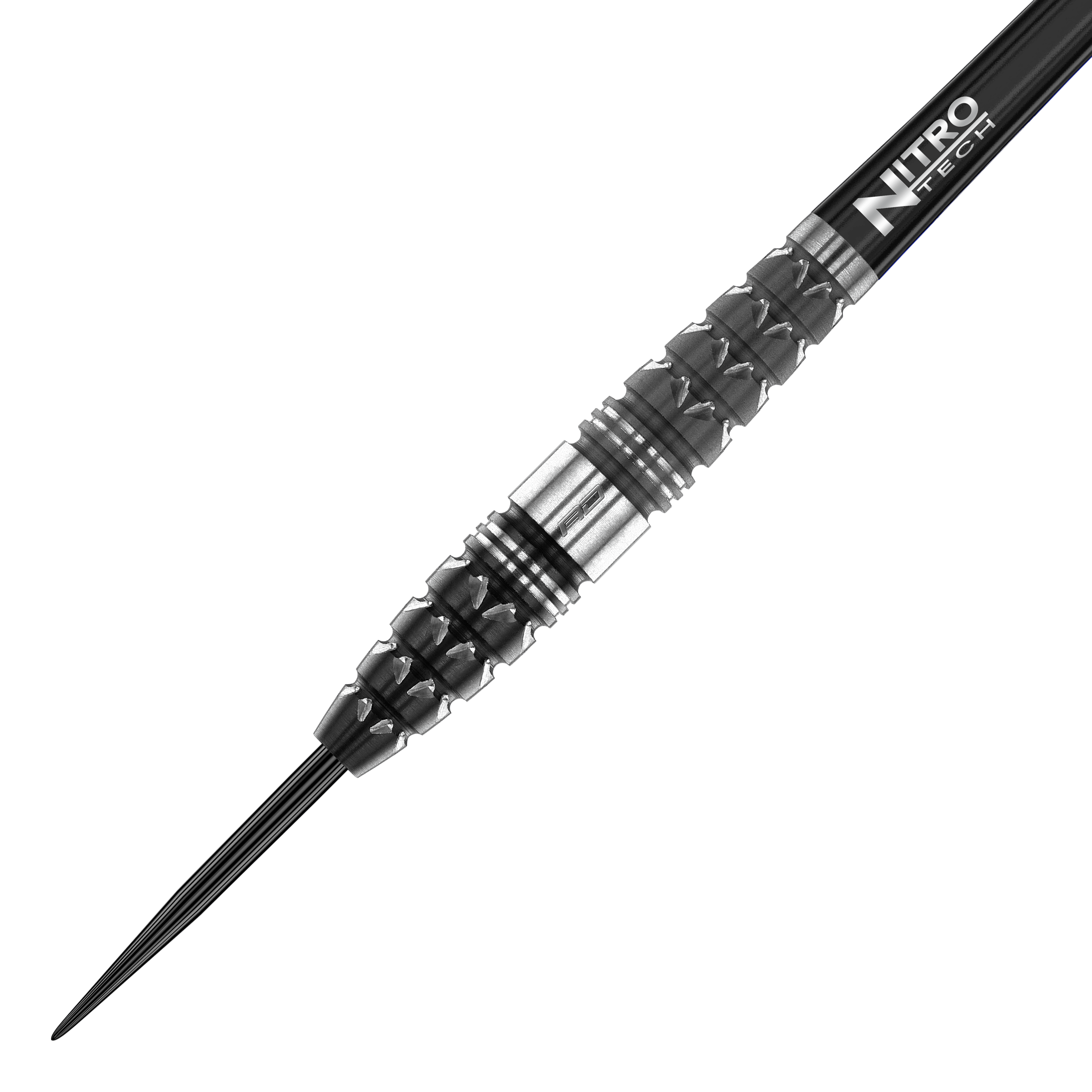 Red Dragon Paradym Torpedo Steel Darts Das Bild zeigt einen Red Dragon Paradym Torpedo Steeldart. Der Dart hat ein schwarzes und silbernes, strukturiertes Barrel und eine Spitze aus Metall.