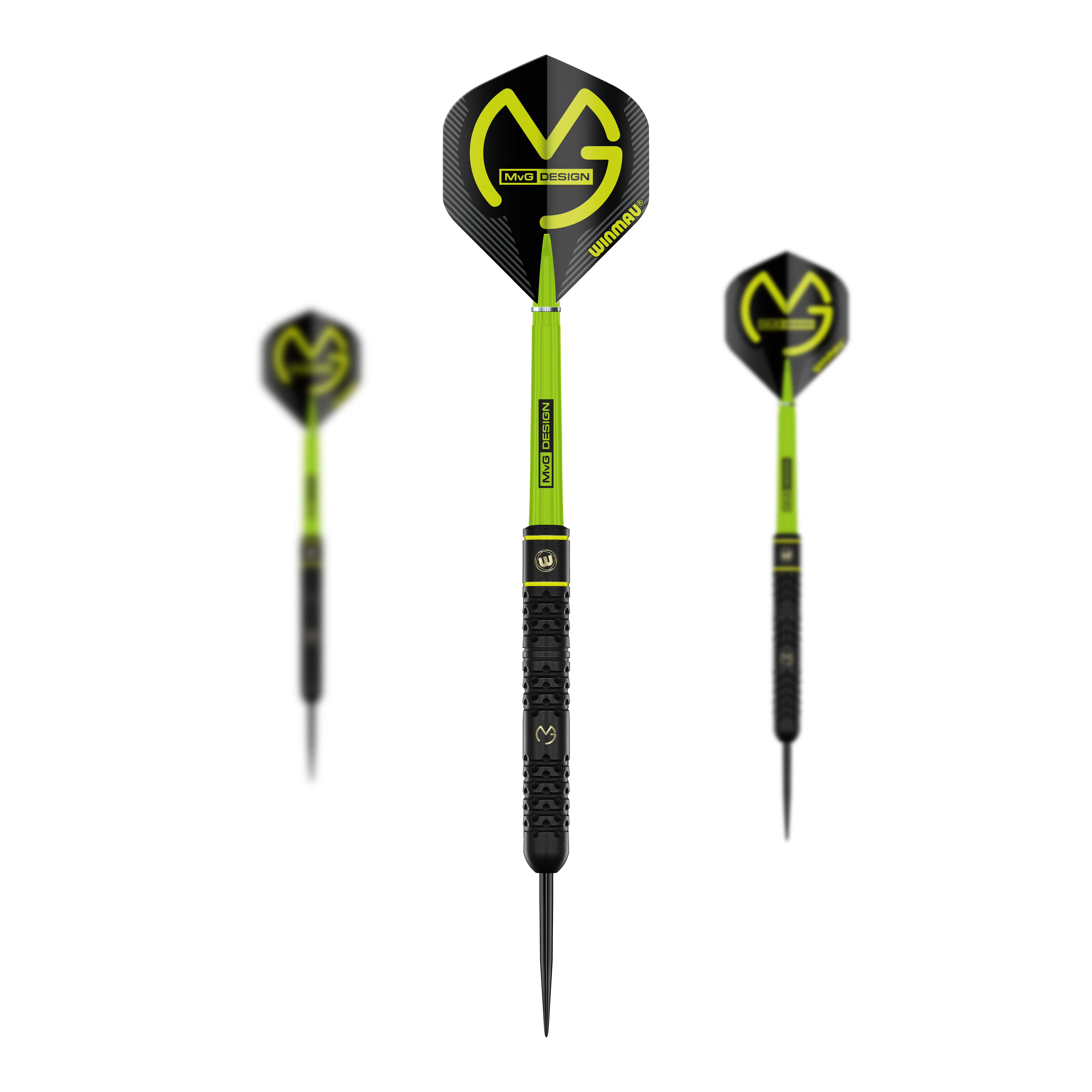 Winmau Michael Van Gerwen steel darts - 21 g Das Bild zeigt ein Set der Winmau Michael Van Gerwen Steeldarts mit 21 g. Das Set besteht aus mehreren hochwertigen Dartpfeilen.