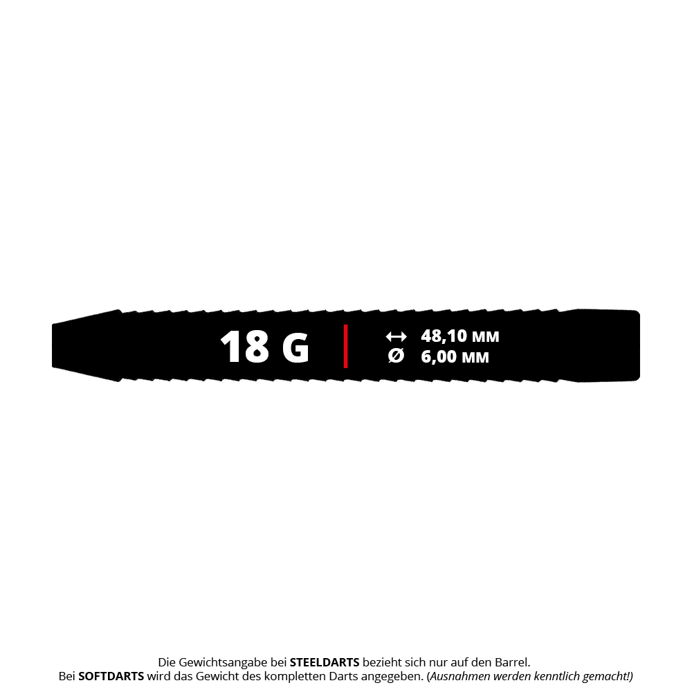 McDart Shark 3 steel dart barrels - 18g Abgebildet sind die McDart Shark 3 Steeldart-Barrels mit einem Gewicht von 18g. Diese Steeldart-Barrels haben eine markante Grip-Struktur und eignen sich für das Dartspiel mit Stahlspitzen.