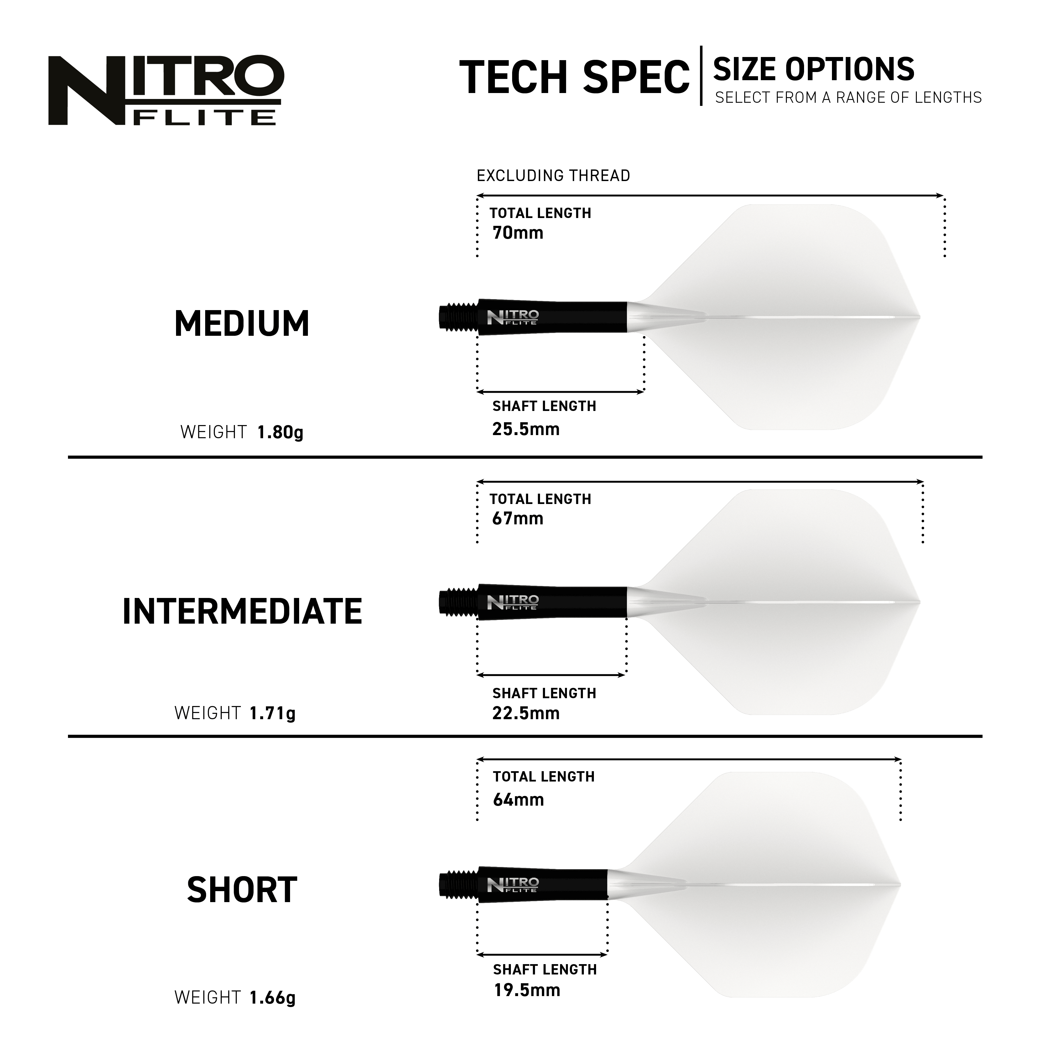 Red Dragon Nitroflite Black Shaft White Flights No2 Hier sieht man das Produkt Red Dragon Nitroflite Black Shaft White Flights No2. Diese Dart-Zubehörteile haben einen schwarzen Schaft und weiße Flights.