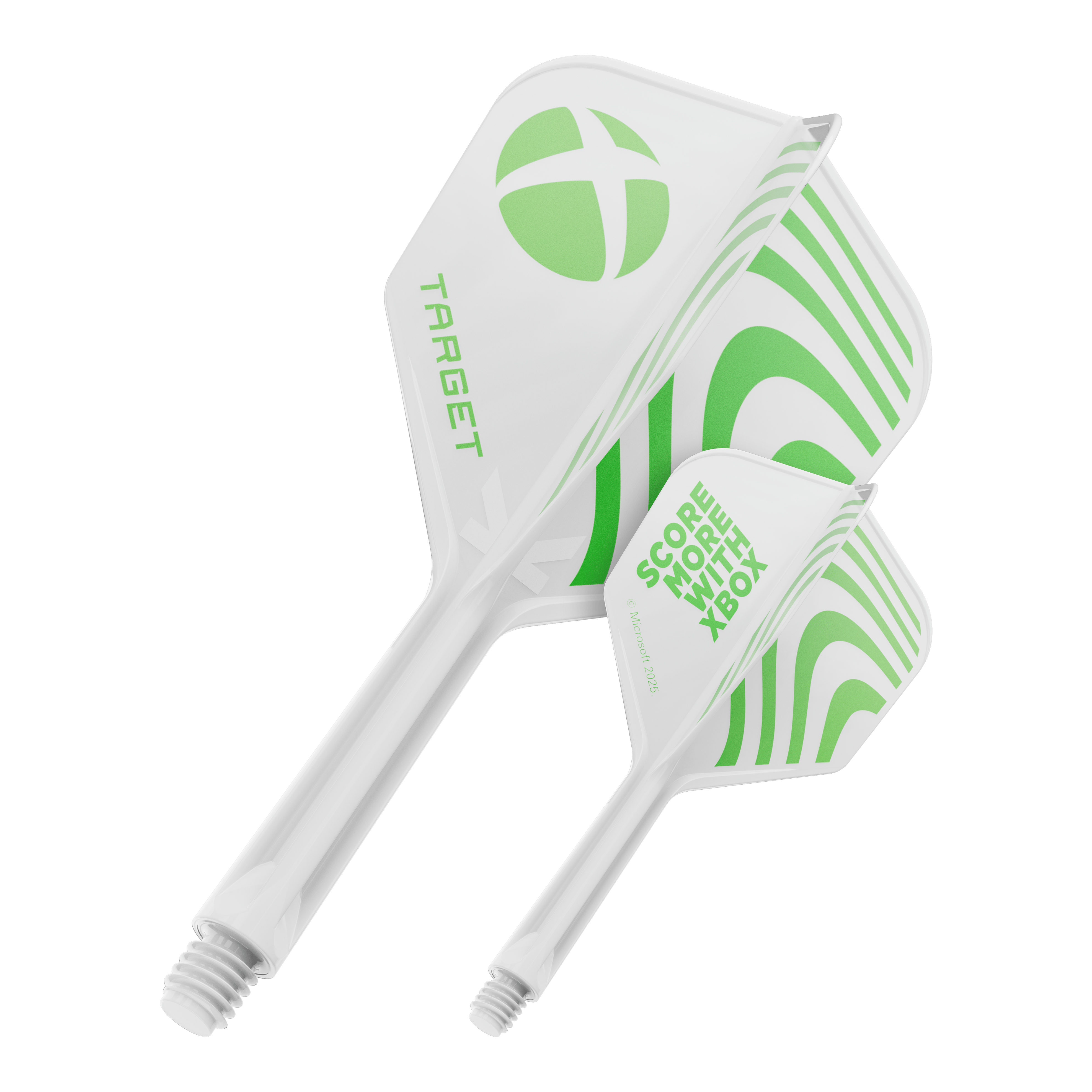 Target Xbox K-Flex No6 Flights - White Hier ist wahrscheinlich ein Target Xbox KFlex No6 Flights in der Größe 26mm abgebildet. Die Darstellung zeigt ein einzelnes Dart-Flight-Zubehörteil.