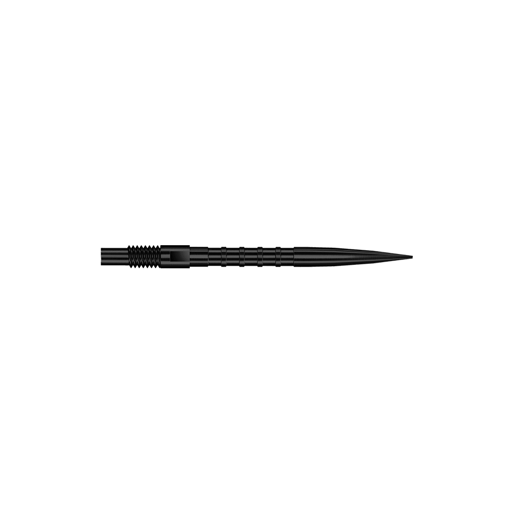 Gezeigt wird QP33164 Harrows Quick Point HeavyMetalGrip Dartspitzen Schwarz 26mm. Es sind schwarze Dartspitzen mit besonderem Grip-Design.