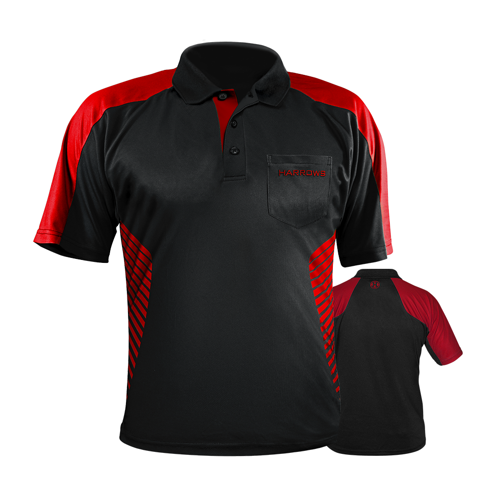 Harrows Vivid Dartshirt Black/Fire-Red