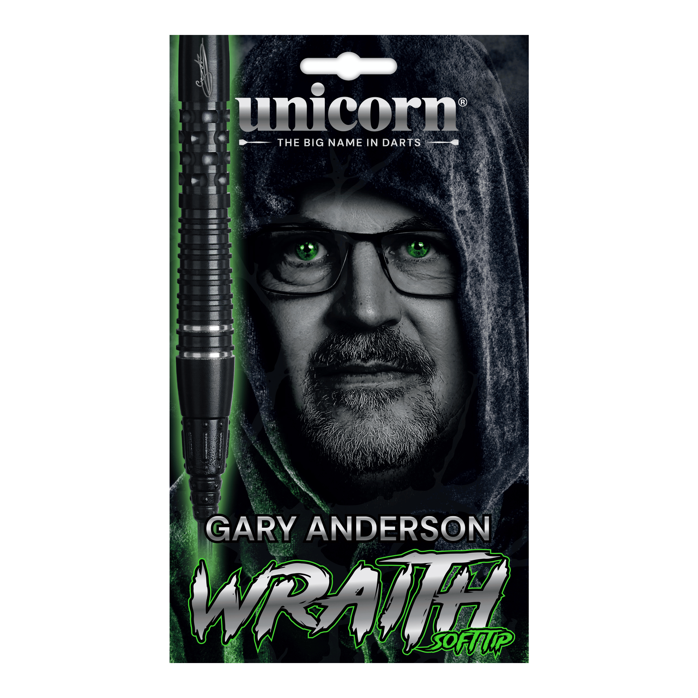 Unicorn Wraith Gary Anderson Phase 6 Soft Darts - 20g Unicorn Wraith Gary Anderson Phase 6 Softdarts mit 20g Gewicht ist auf dem Bild zu sehen. Der Softdart ist detailliert dargestellt.