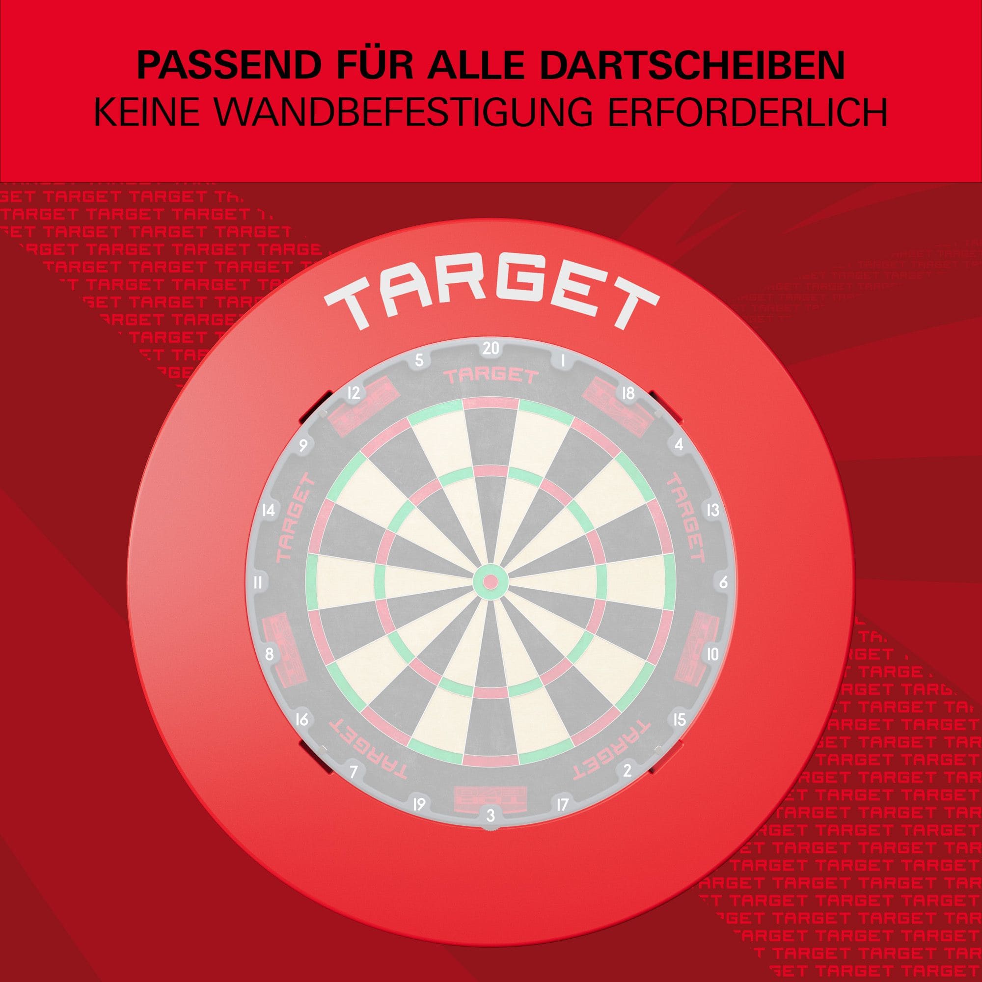 Das Bild zeigt eine rote Umrandung für ein Dartboard. Die Struktur ist klar zu erkennen.