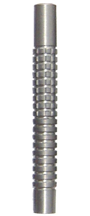 ds15200a975eadb8 Das Bild zeigt einen Dartpfeil-Barrel aus Metall mit geriffeltem Griff. Es handelt sich um das Modell "McDart Dart Star" aus 85 % Tungsten.