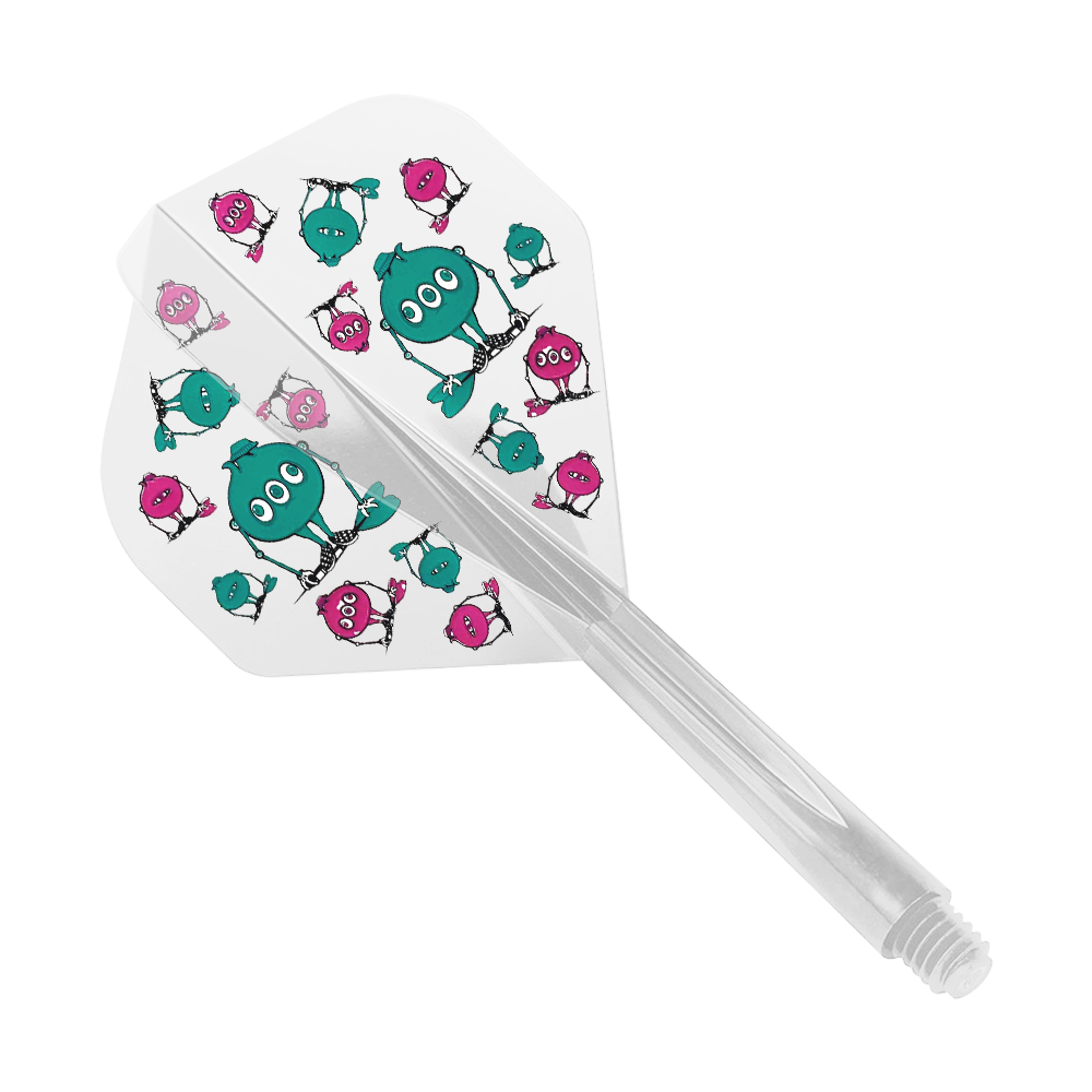 Condor AX GT Monster Clear Flight System Standard Das Bild zeigt das Produkt "Condor AXE G.T. Monster Clear Flight-System Standard". Auf dem Flight sind lustige, bunte Monster in Blau und Pink abgebildet.