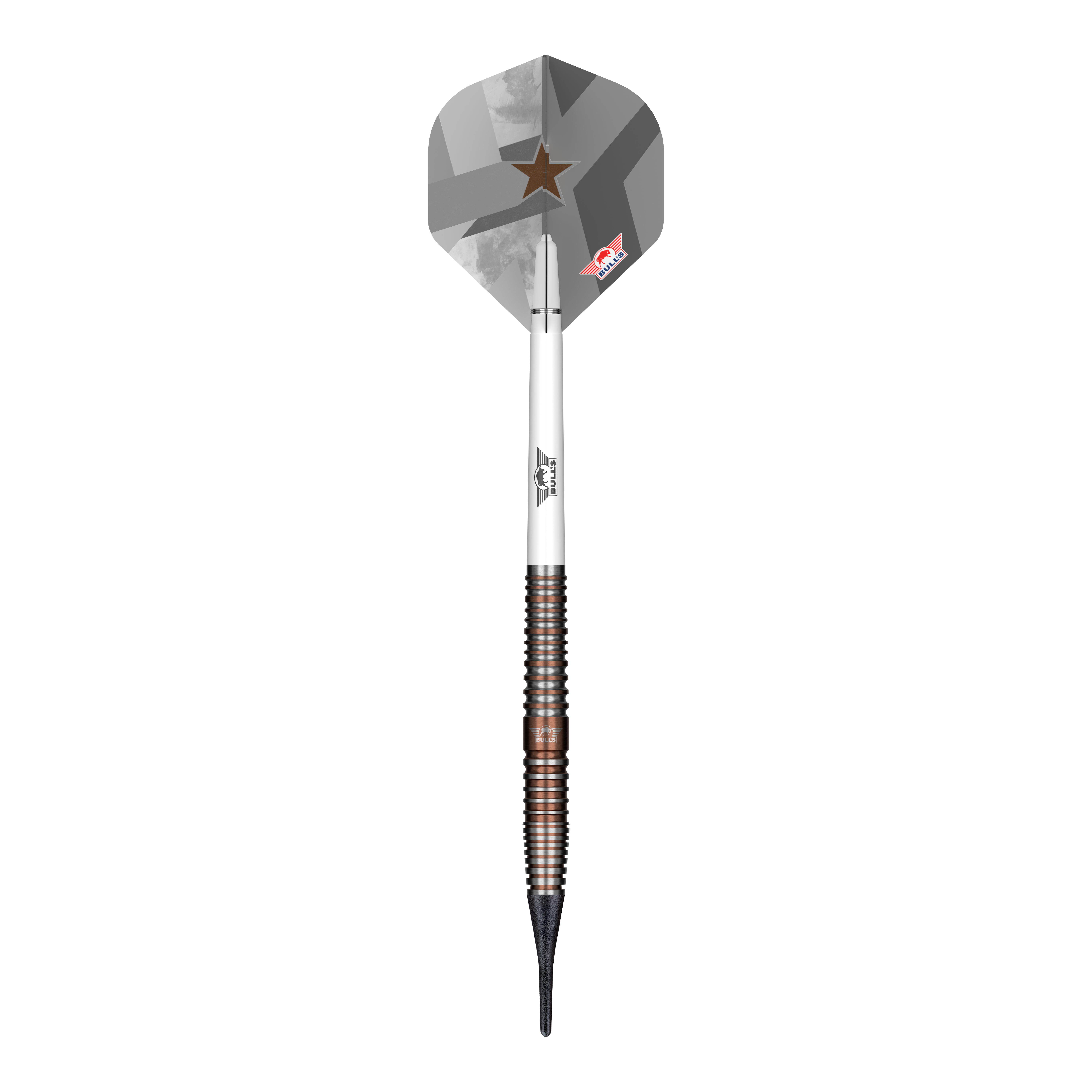 Das Foto zeigt die Bulls NL Max Hopp E5 Softdarts - 20g. Dieses Produkt richtet sich an Freunde des Softdart-Spiels.