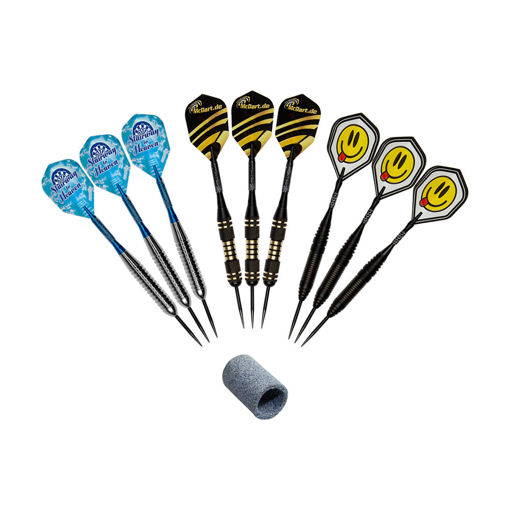 Winmau Blade 6 Bundle with 9 McDart steel darts and catch ring