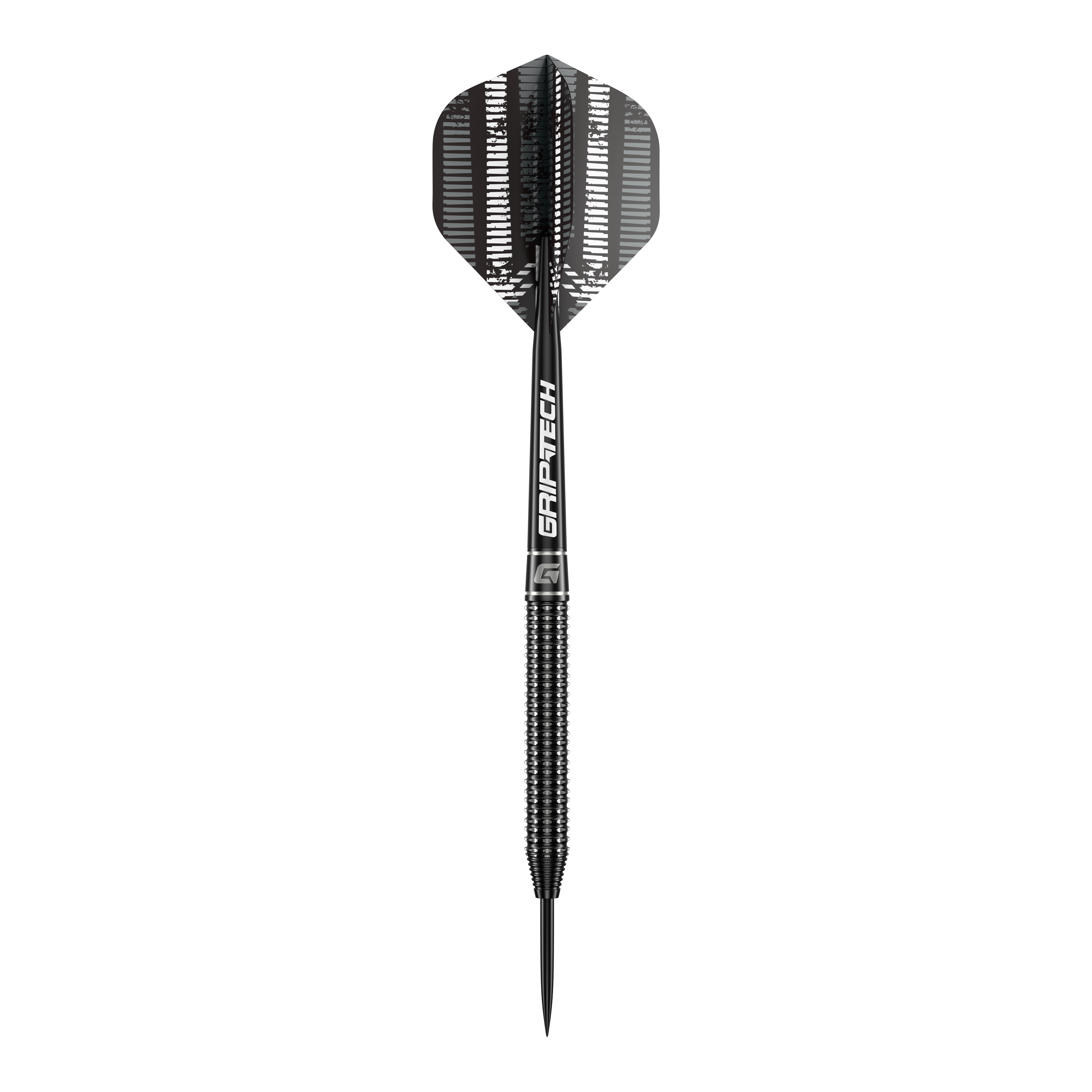 GOAT Sprocket Tungsten Steel Darts Das Bild zeigt einen einzelnen GOAT Sprocket Tungsten Steeldart. Der Dart hat ein modernes, schwarzes Design mit dem Schriftzug "GRIPTECH" auf dem Schaft.