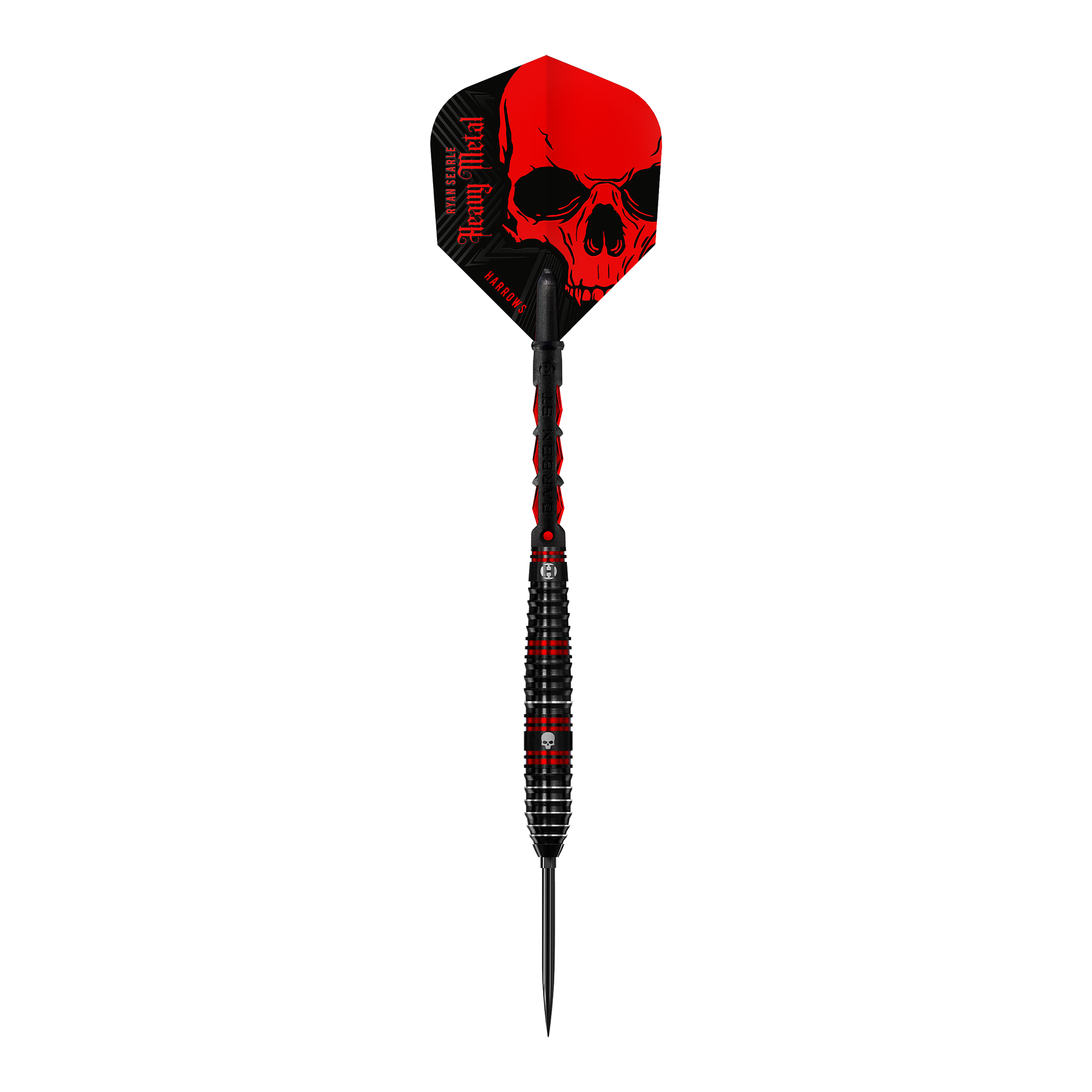 Hier sieht man einen Harrows Ryan Searle 90% Steeldarts Quick Point Steeldart. Er eignet sich für professionelle Dartspieler.