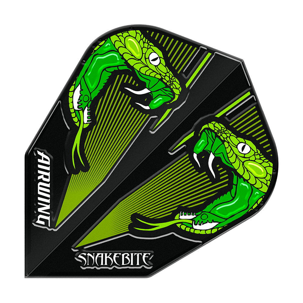 Red Dragon Airwing Peter Wright Green V-Standard Flights Die Red Dragon Airwing Peter Wright Green V-Standard Flights sind zu sehen. Das Design ist mit auffälligen Mustern versehen.