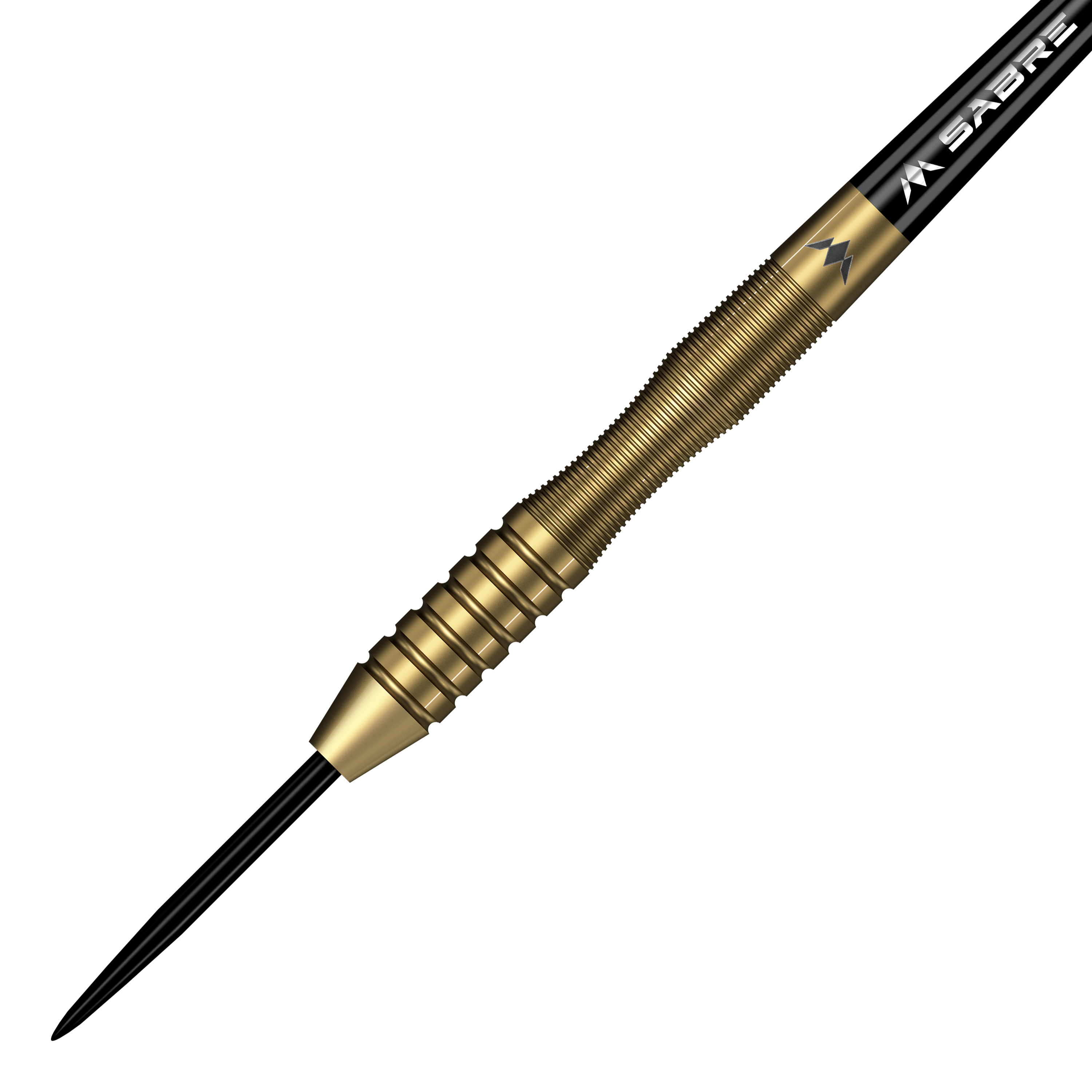 Mission Viktor Tingstrom Gold Steeldarts - 22g, das Produkt aus einer anderen Perspektive. Die goldenen Steeldarts sind detailliert abgebildet.