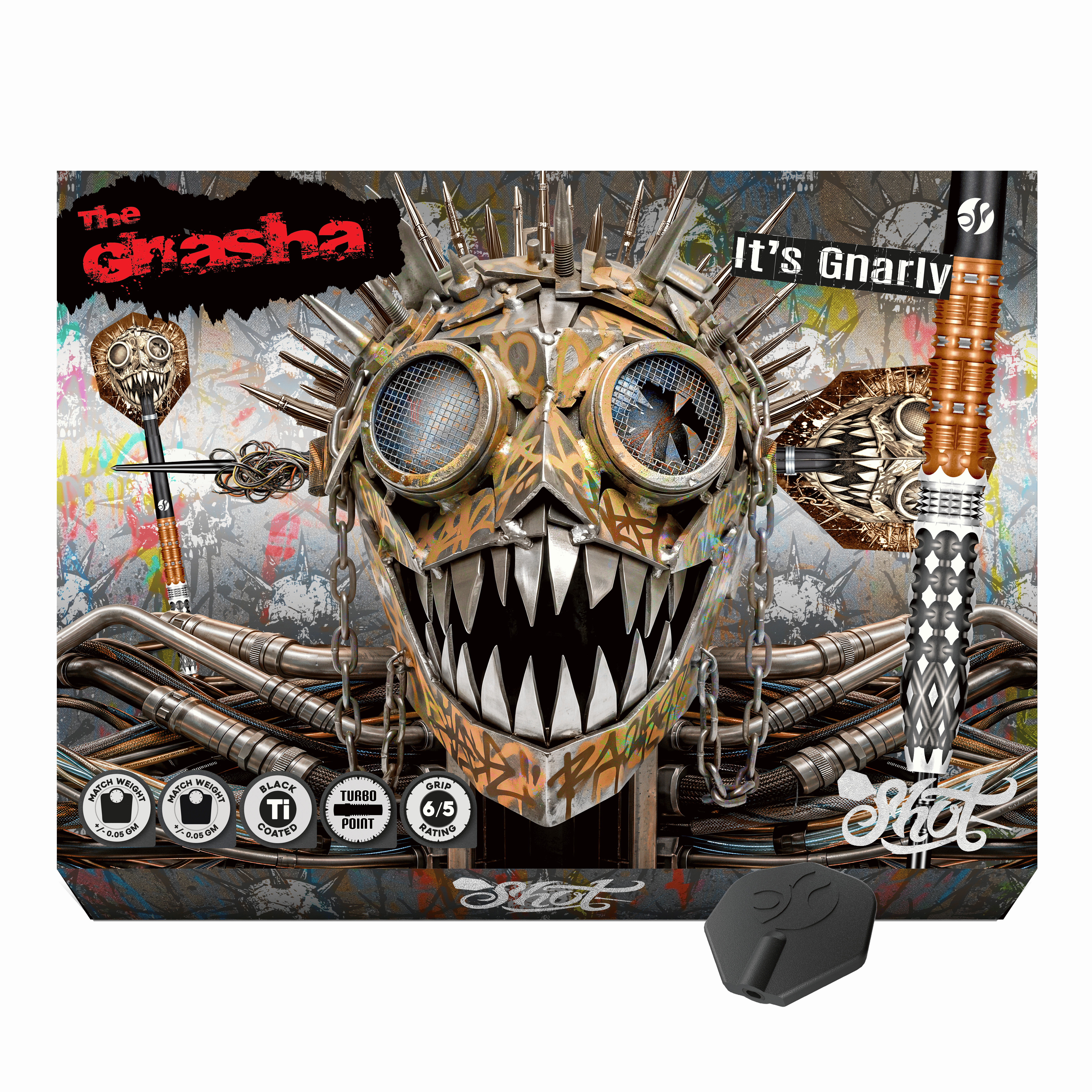 Shot Gnarly Gnasha Turbo Point Steeldarts - 23g Zu sehen ist ein weiterer Blickwinkel auf die Shot Gnarly Gnasha Turbo Point Steeldarts mit 23g. Die Darts bieten einen guten Halt und eine optimale Balance.