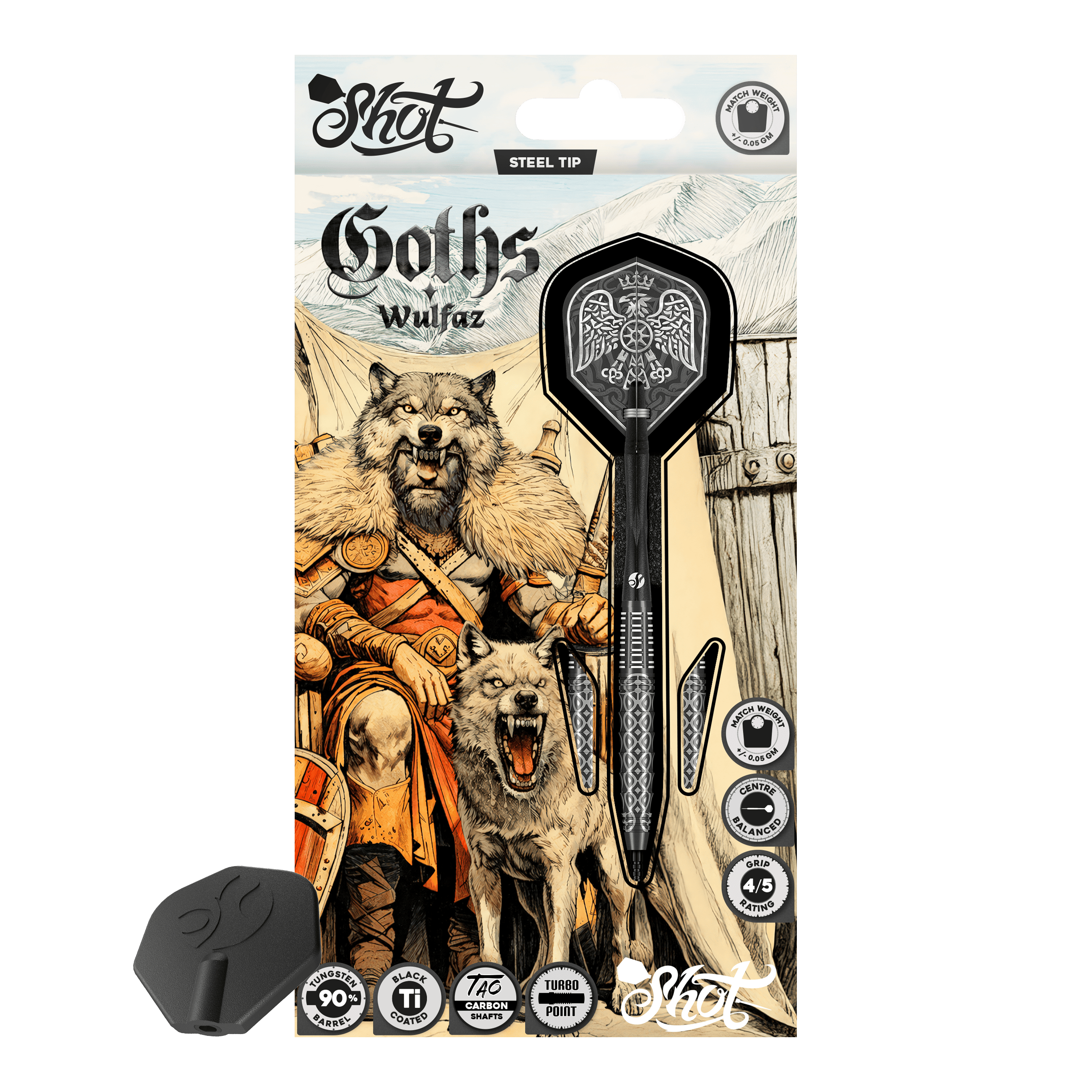 Shot Goths Wulfaz Turbo Point Steel Darts - 23g