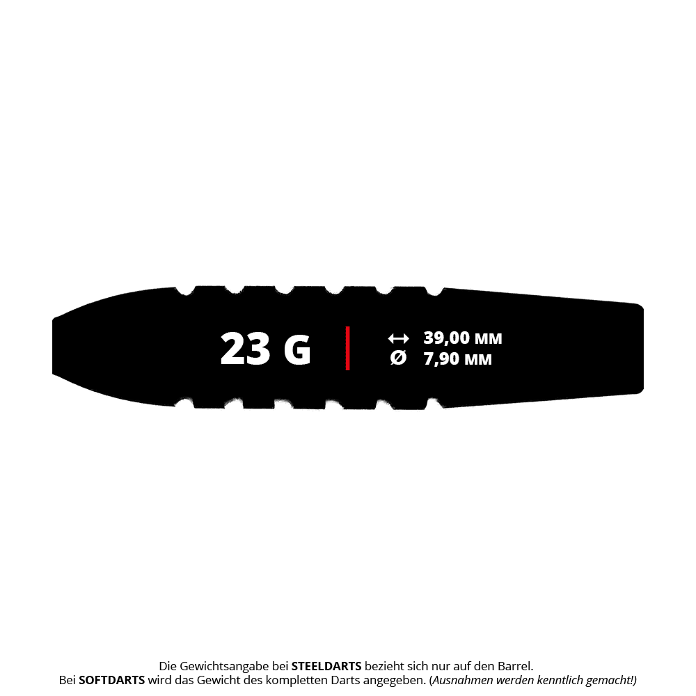 McDart Void 2 steel dart barrels - 23g Zu sehen sind die McDart Void 2 Steeldart-Barrels - 23g. Dies ist ein Set aus Dart-Barrels mit besonderem Design.