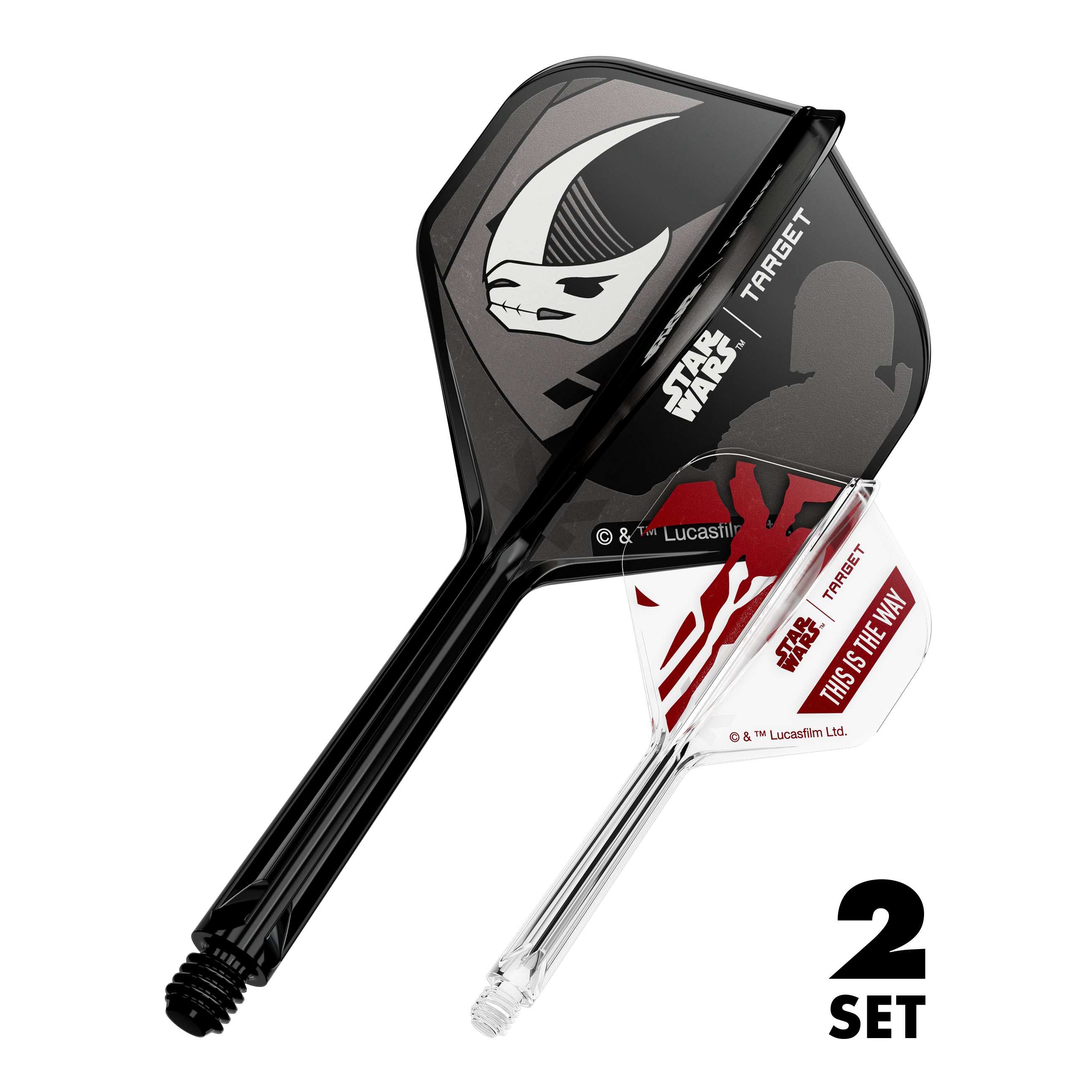 Target Star Wars K-Flex Set Mandalorian No2 Standard Flights Abbildung eines Star Wars K-Flex Mandalorian 2er-Pack Sets. Das Bild zeigt Standard Flights mit 33 mm Länge.