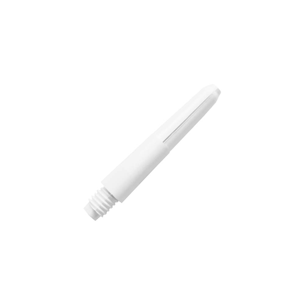 Auf dem Bild ist ein weißer Nylon-Schaft zu sehen. Er hat ein glattes Design mit einem Gewinde am unteren Ende.