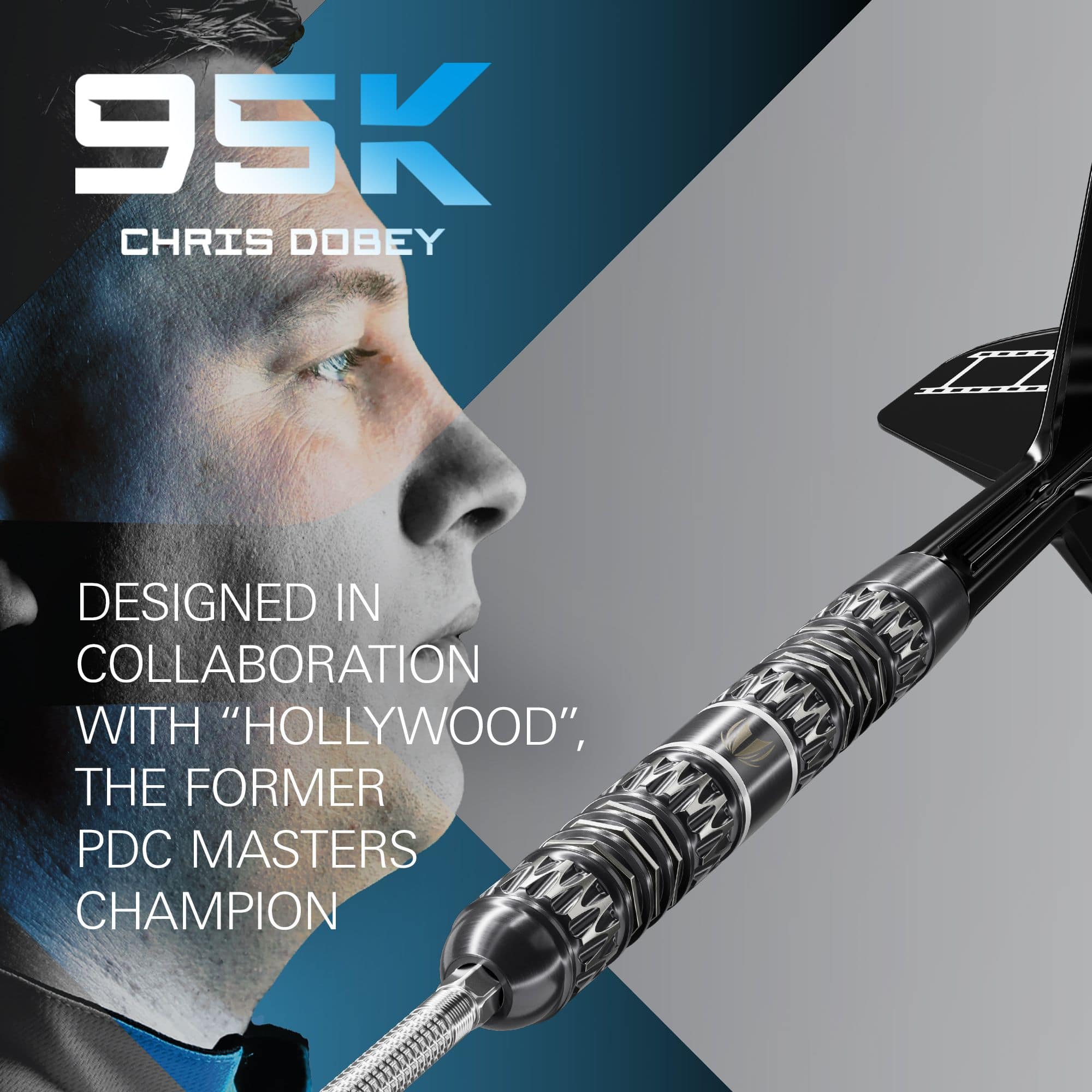 Target Chris Dobey 95K Swiss Point Steel Darts Das Bild zeigt die Target Chris Dobey 95K Swiss Point Steeldarts. Die Darts sind hochwertig verarbeitet und für Präzision entwickelt.