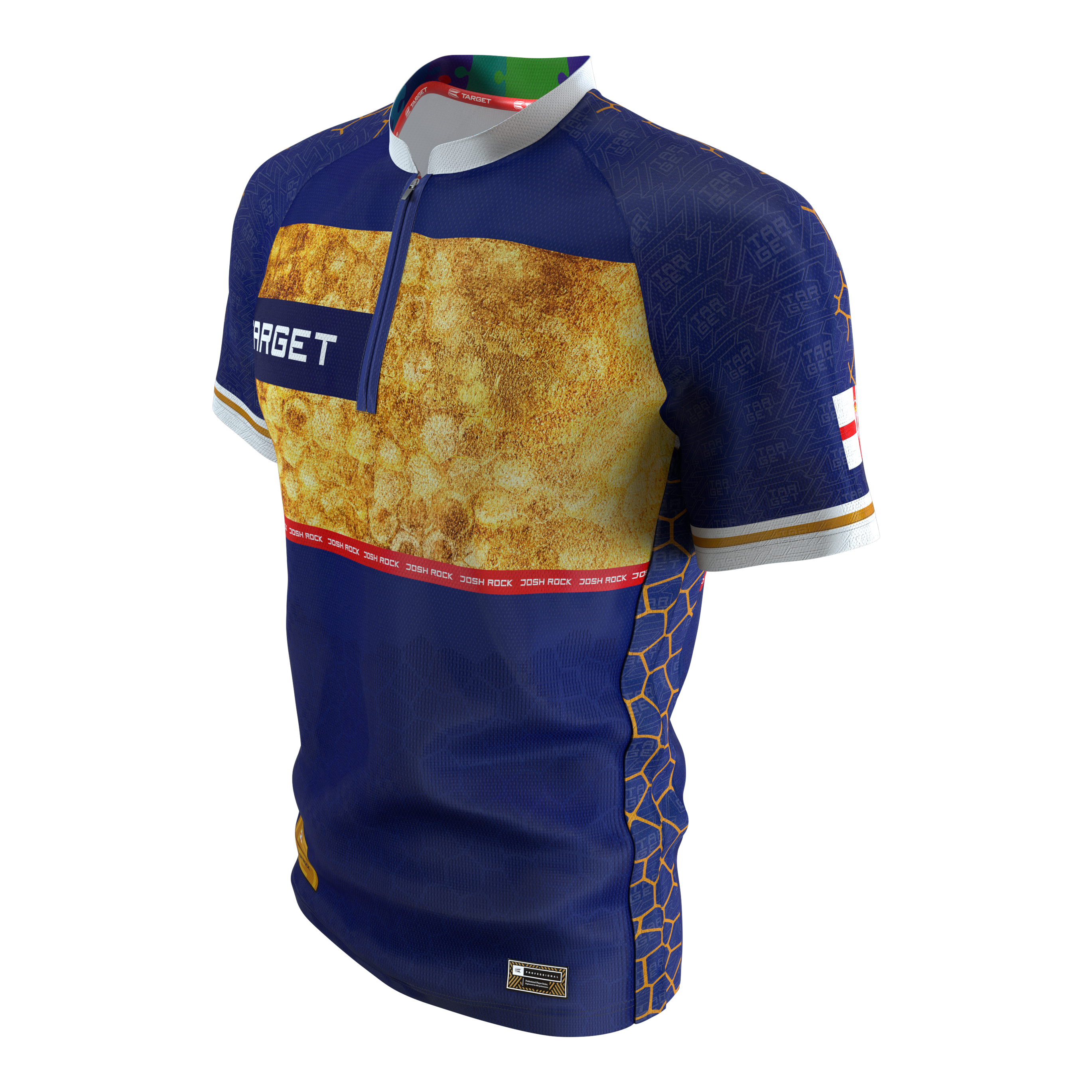 Abgebildet ist das Target Coolplay Josh Rock Dartshirt 2025. Das Dartshirt ist für Fans und Spieler geeignet.