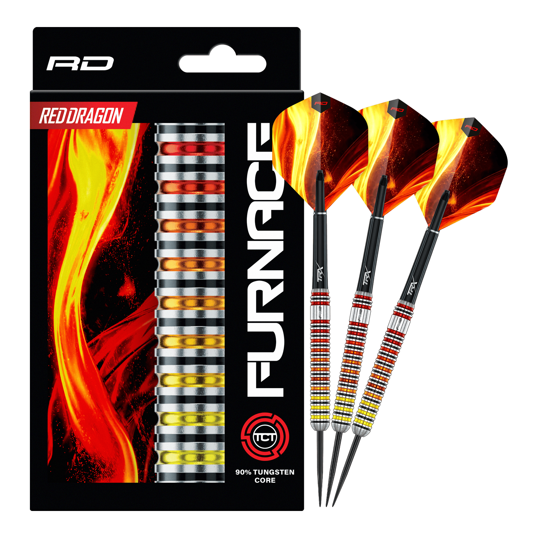 Red Dragon Furnace Steel Darts Auf dem Bild sind die Red Dragon Furnace Steeldarts vollständig abgebildet. Das Produkt wird in seiner Gesamtheit präsentiert.