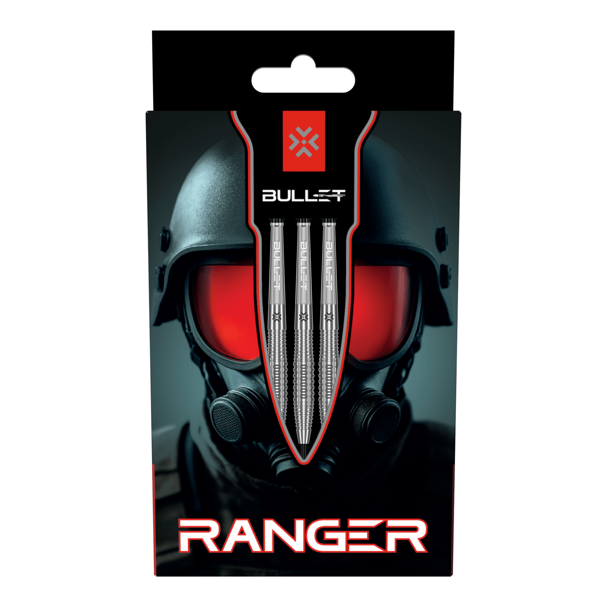 Bullet Ranger steel darts Zu sehen sind die Bullet Ranger Steeldarts. Die Darts sind in einer Dreiergruppe dargestellt.