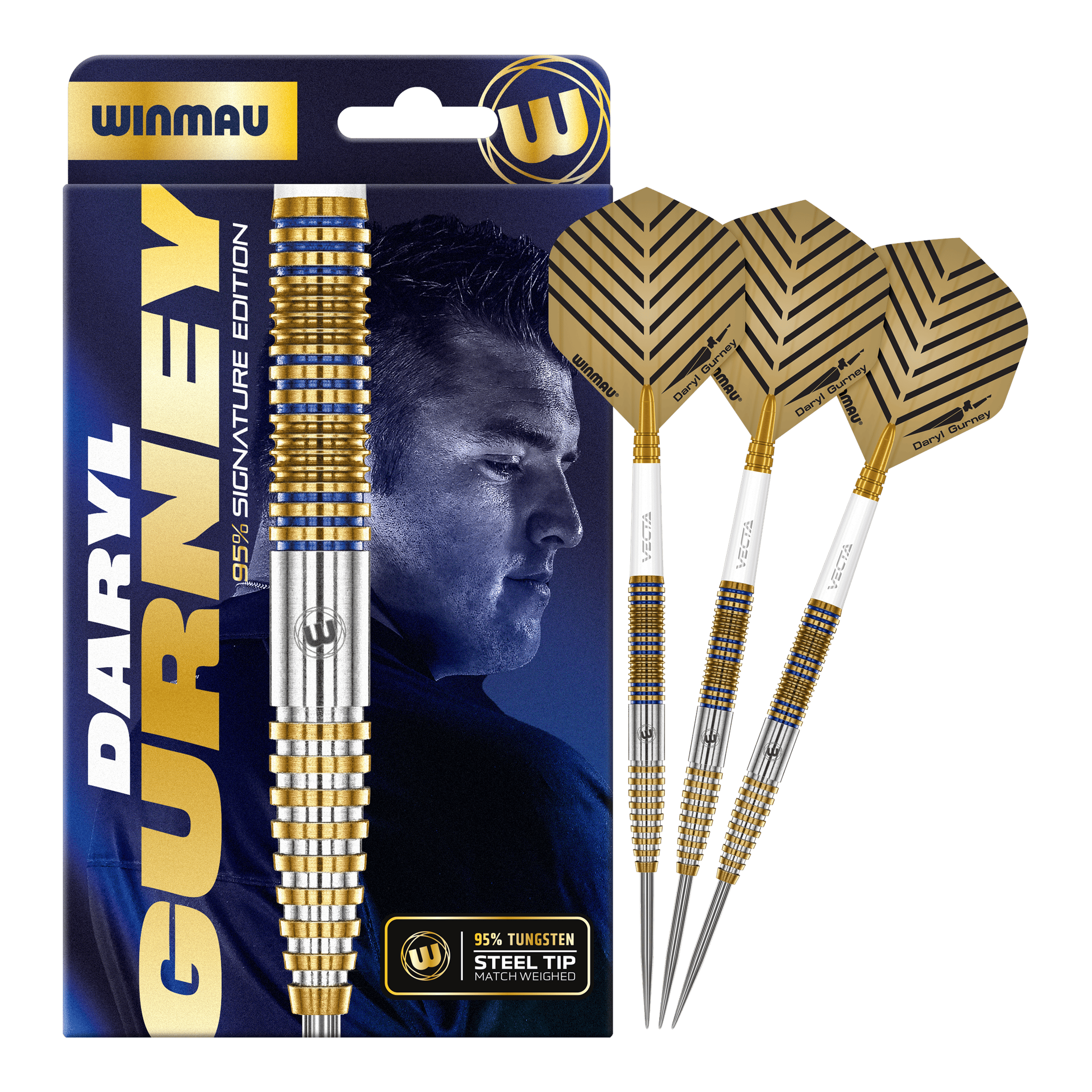 Winmau Daryl Gurney Signature Edition Steeldarts - 23g Abgebildet ist das Set Winmau Daryl Gurney Signature Edition Steeldarts - 23g. Die Pfeile zeichnen sich durch ihre hochwertige Verarbeitung aus.