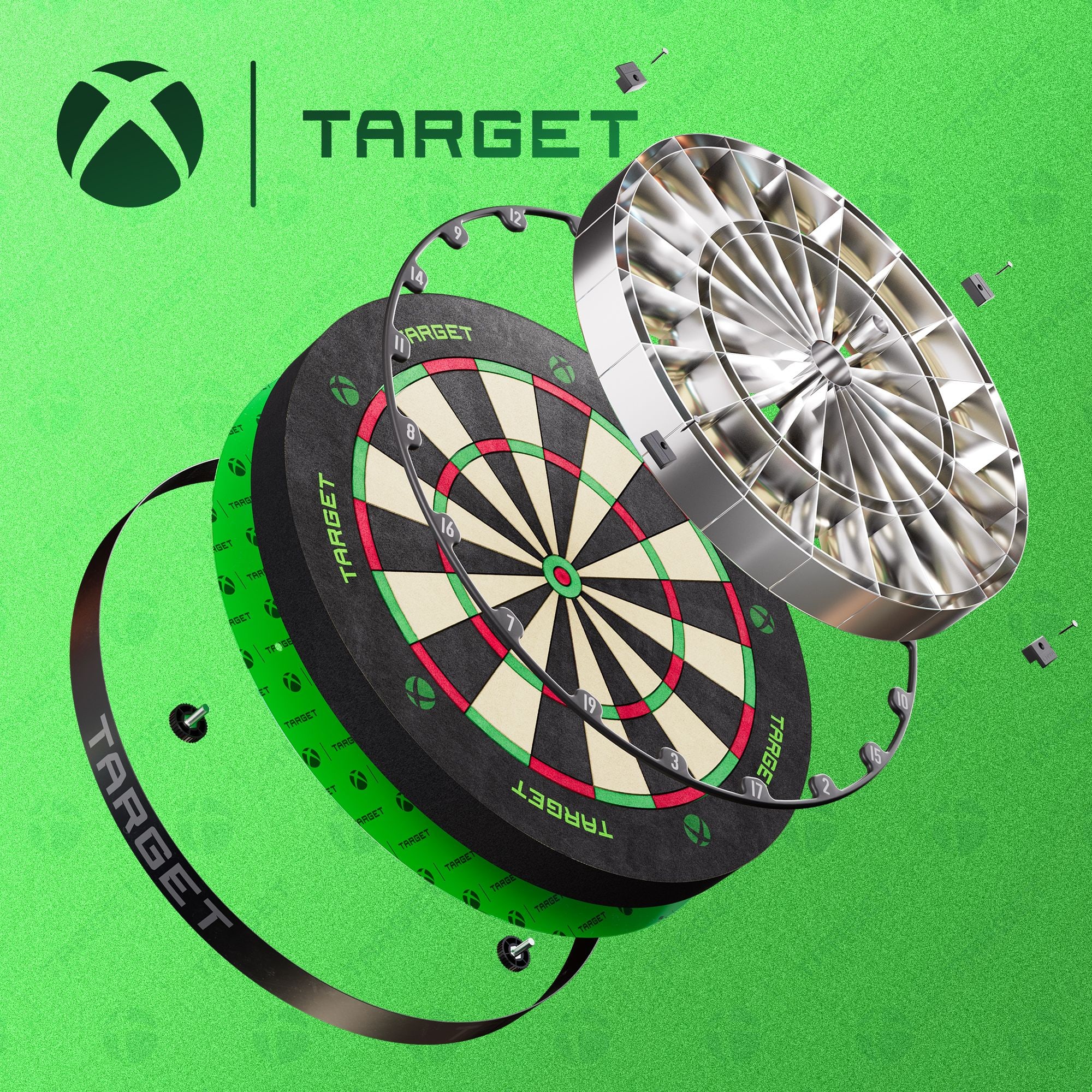 Target Xbox Dartboard Surround Bundle Zu sehen ist das Target Xbox Dartboard Surround Bundle. Es bietet Zubehör für Dartbegeisterte.