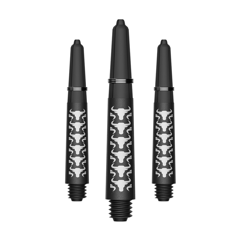 Zu sehen ist ein Set von weißen kurzen Carbon Shafts für Darts. Die Schäfte haben eine Länge von ca. 34 mm und sind aus Kohlefaser.