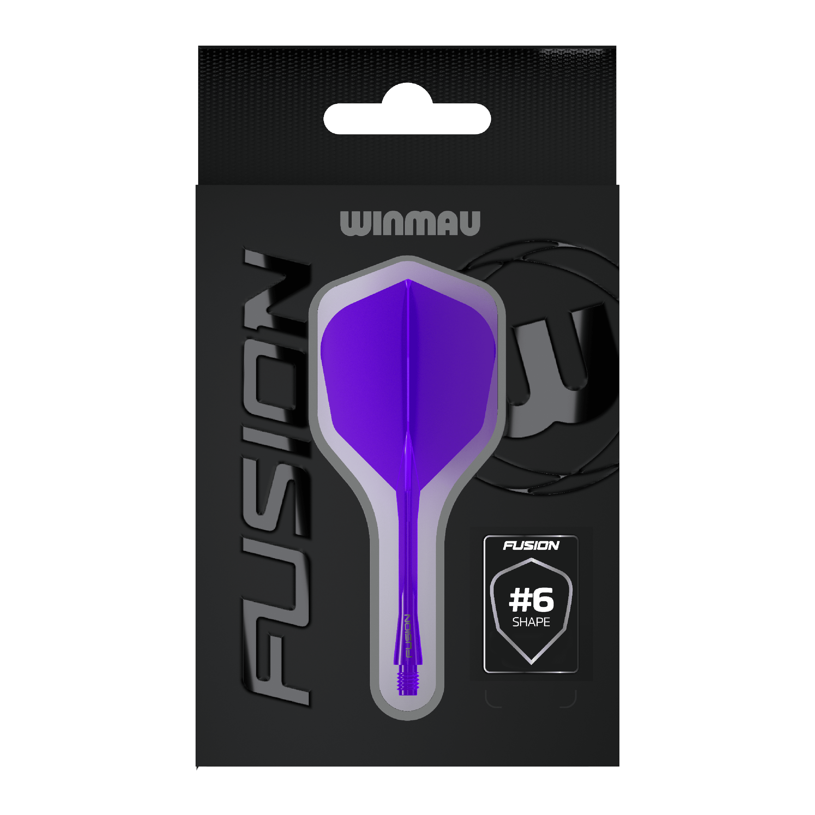 Winmau Fusion Flight Shaft System No6 Purple Zu sehen ist das Winmau Fusion Flight-Shaft-System No6 in Lila. Das Produkt wird für Dartspiele verwendet.