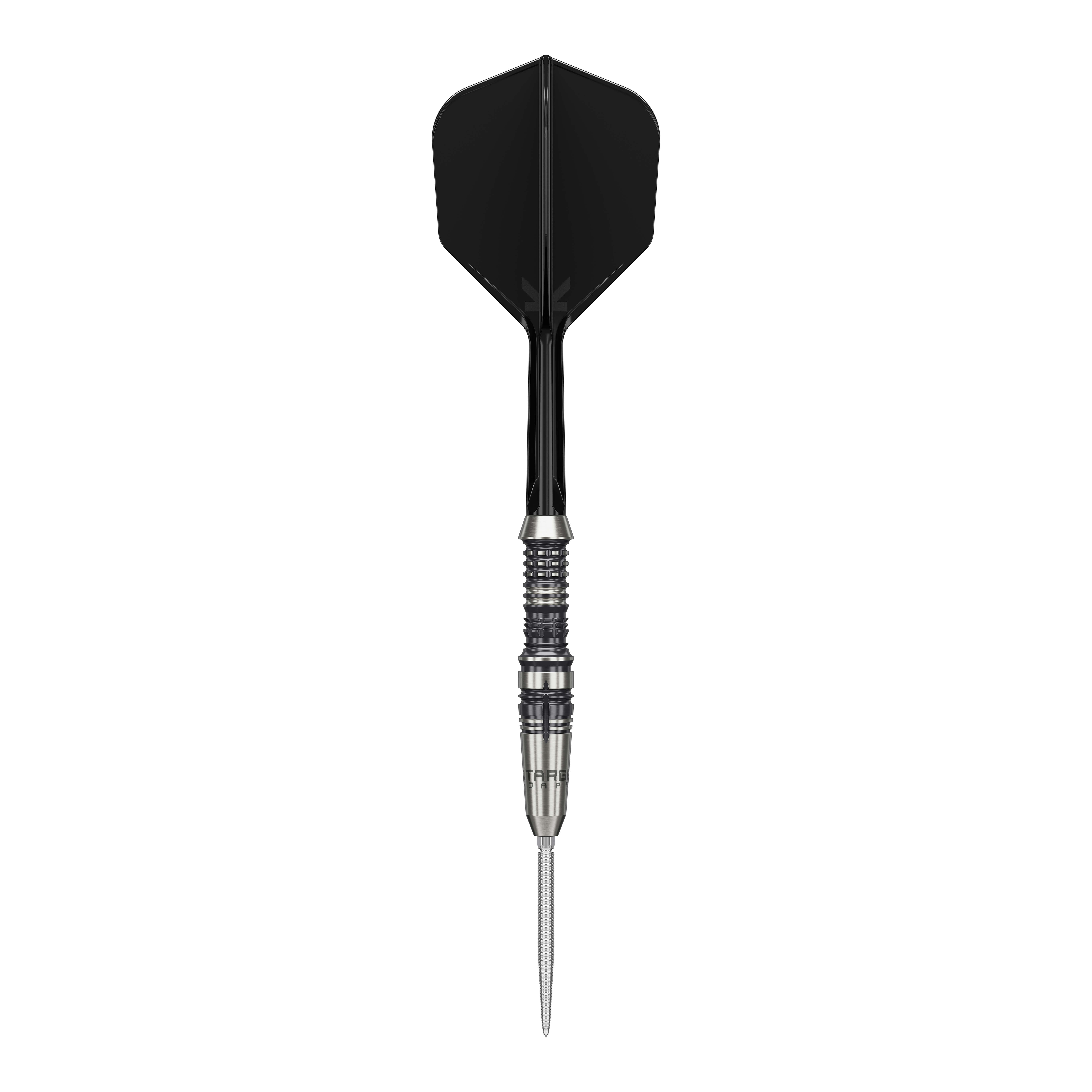Target Japan Black Marque Heracles Steeldarts Dieses Bild zeigt einen Target Japan Black Marque Heracles Steeldart. Der Dart hat eine schwarze Flight und einen silbernen, gerillten Barrel.