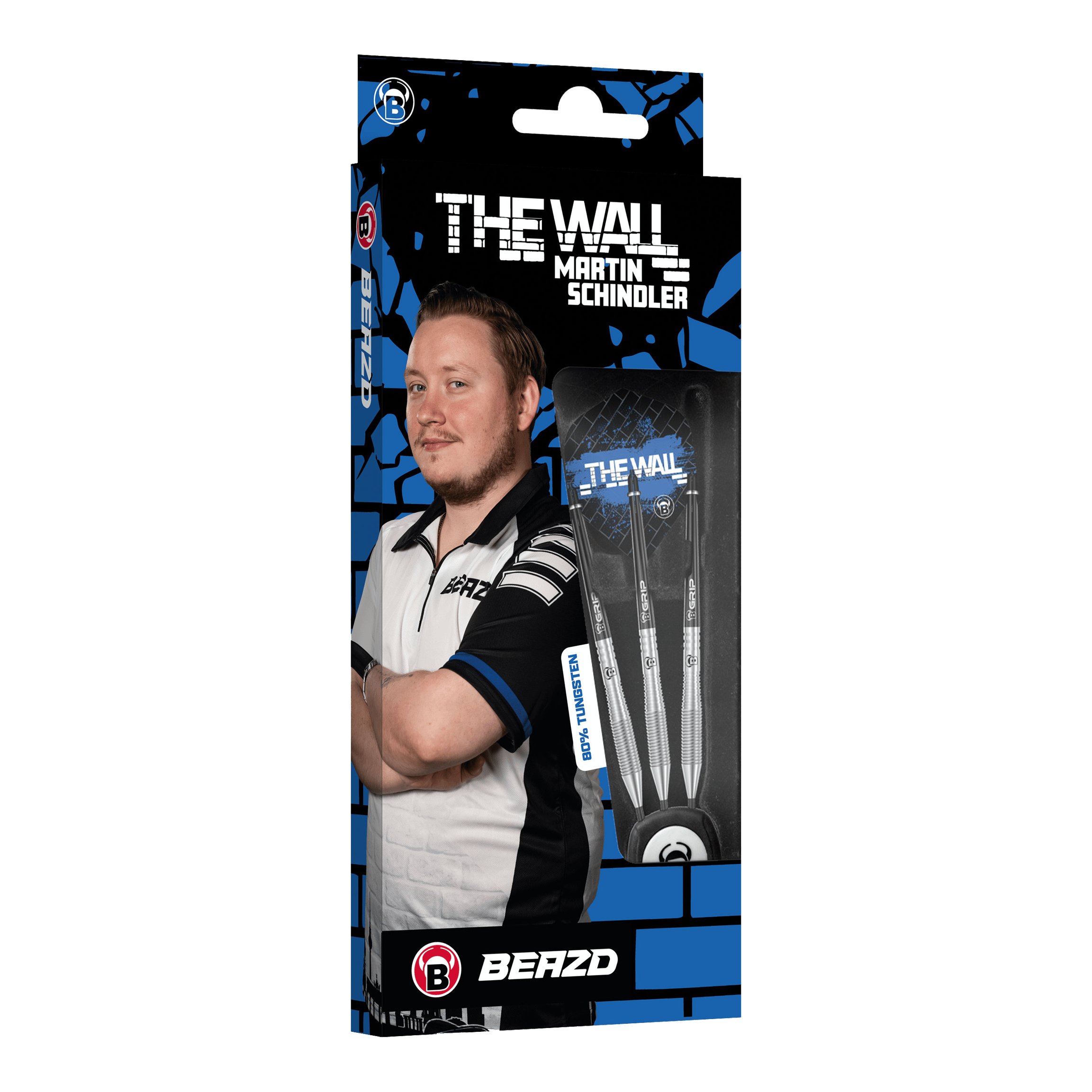 Bulls Martin Schindler TW80 steel darts Beazd Martin Schindler TW80 Steeldarts sind auf diesem Bild zu sehen. Das Produkt wird in einer Nahaufnahme dargestellt.