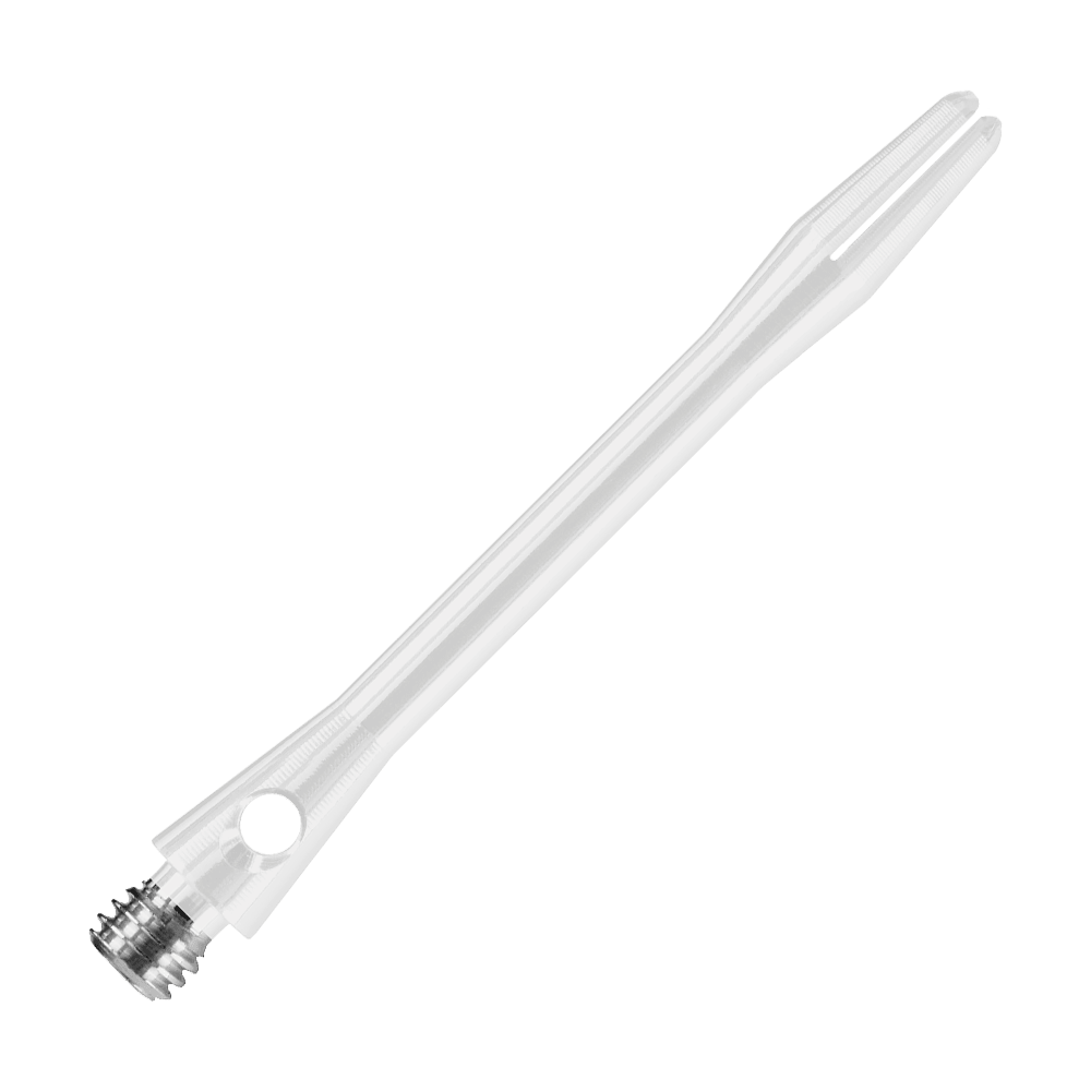 HR374_Harrows_Keramic_Shafts_Weiss_47mm_2 Das Bild zeigt einen weißen Harrows Keramic Shaft für Darts. Der Schaft ist schlank und aus transparentem Material gefertigt.