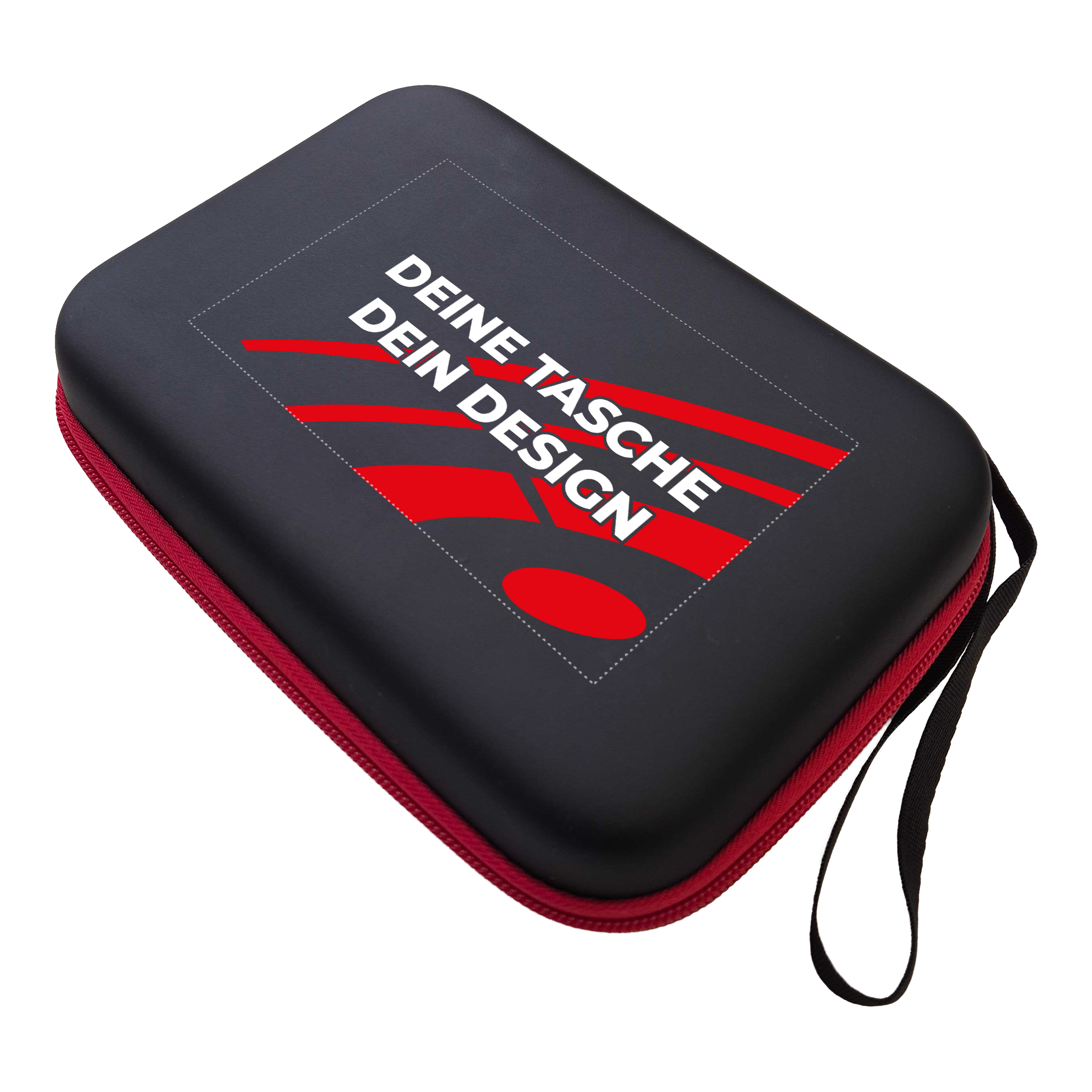 System-4 dart case with your design Abgebildet ist ein schwarzes Dartcase des Modells System 4. Das Etui eignet sich zur Aufbewahrung von Dartpfeilen und Zubehör.