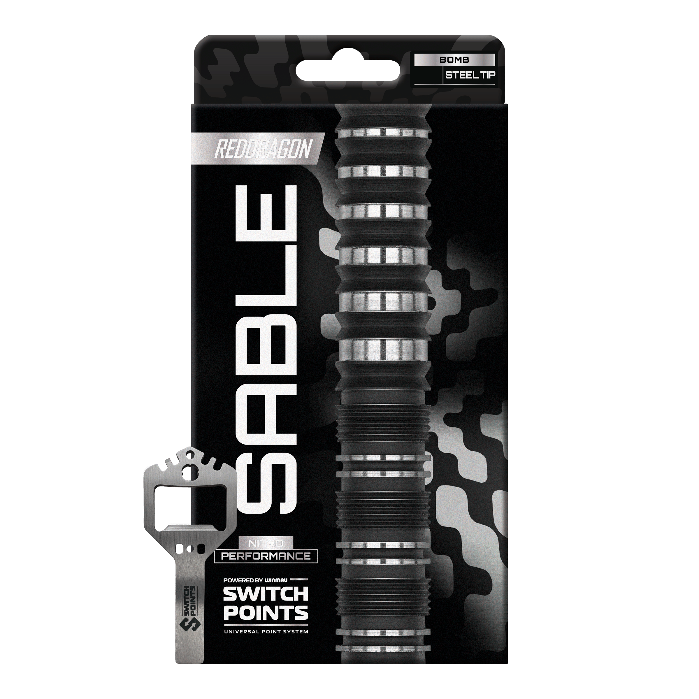 Red Dragon Sable Bomb Switch Point Steel Darts Zu sehen ist das Produkt Red Dragon Sable Bomb Switch Point Steeldarts. Diese Steeldarts eignen sich besonders für ambitionierte Dartspieler.