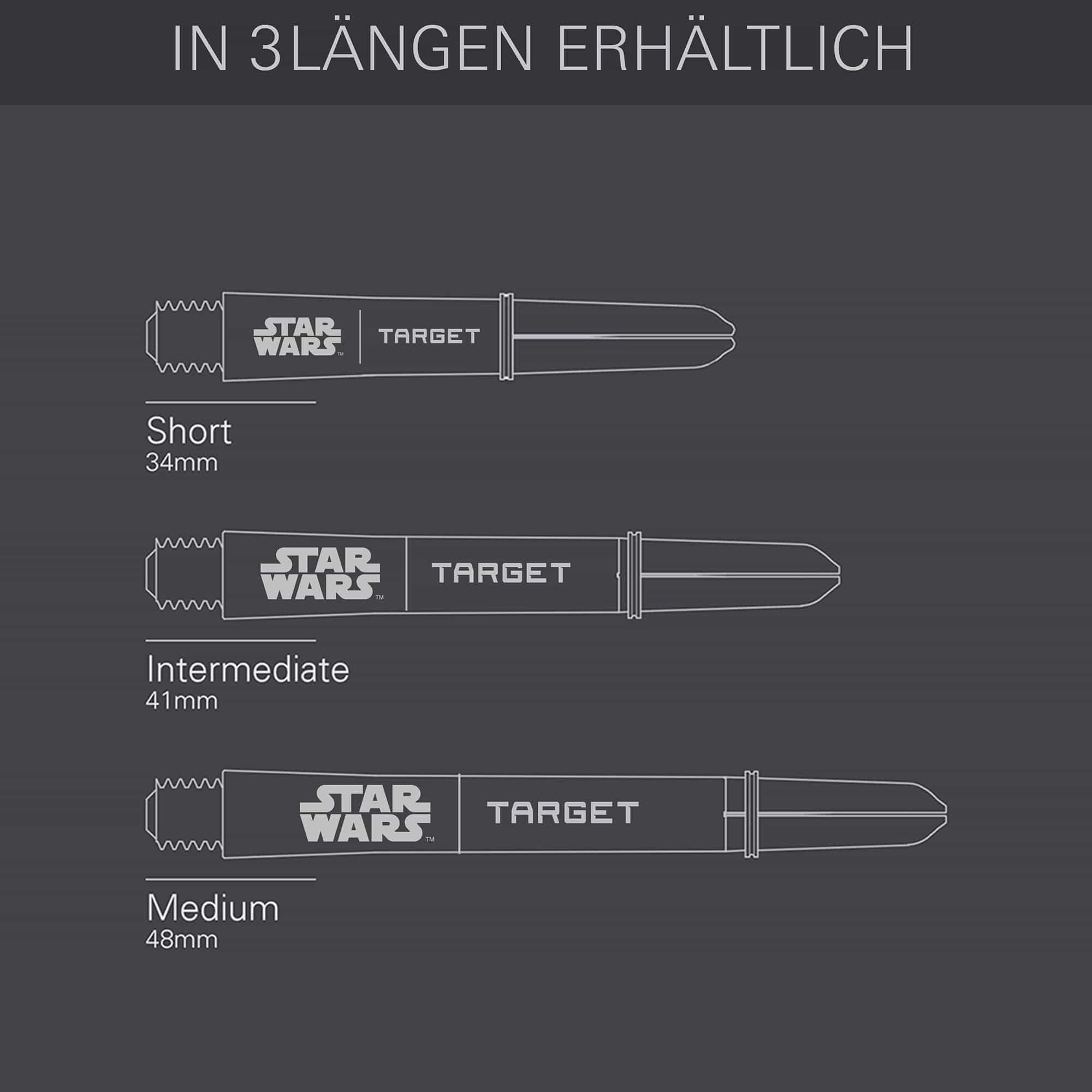 Target Star Wars ProGrip Shafts - Gray Target Star Wars ProGrip Shafts - Grau sind auf diesem Bild zu sehen. Die Dartschäfte sind in grauer Farbe dargestellt.