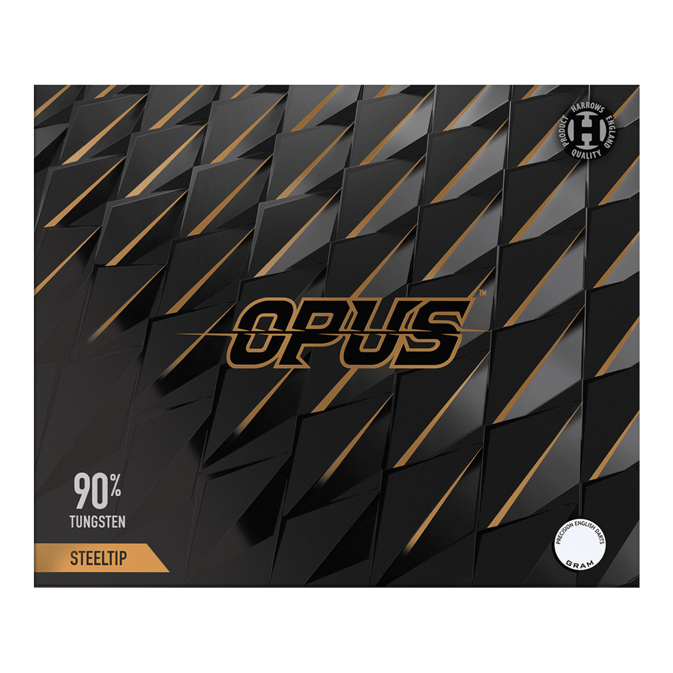 Harrow's Opus Quick Point steel darts Gezeigt wird das Produkt Harrows Opus Quick Point Steeldarts - 23g. Diese Darts sind speziell für Präzisionswürfe entwickelt.