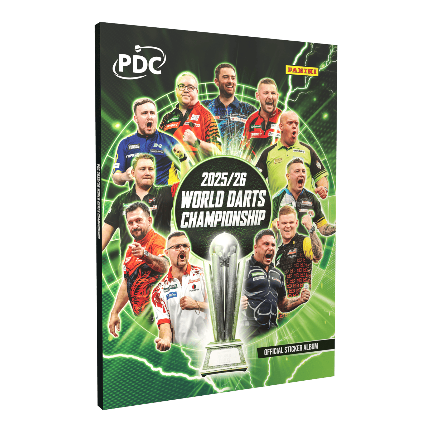 Panini PDC World Darts Championship 2025/26 - Official Sticker Hardcover Collector's Album Das Produkt zeigt das Panini PDC World Darts Championship 2025/26 - Official Sticker Hardcover Sammelalbum. Es ist ein offizielles Sammelalbum für Dart-Sticker.