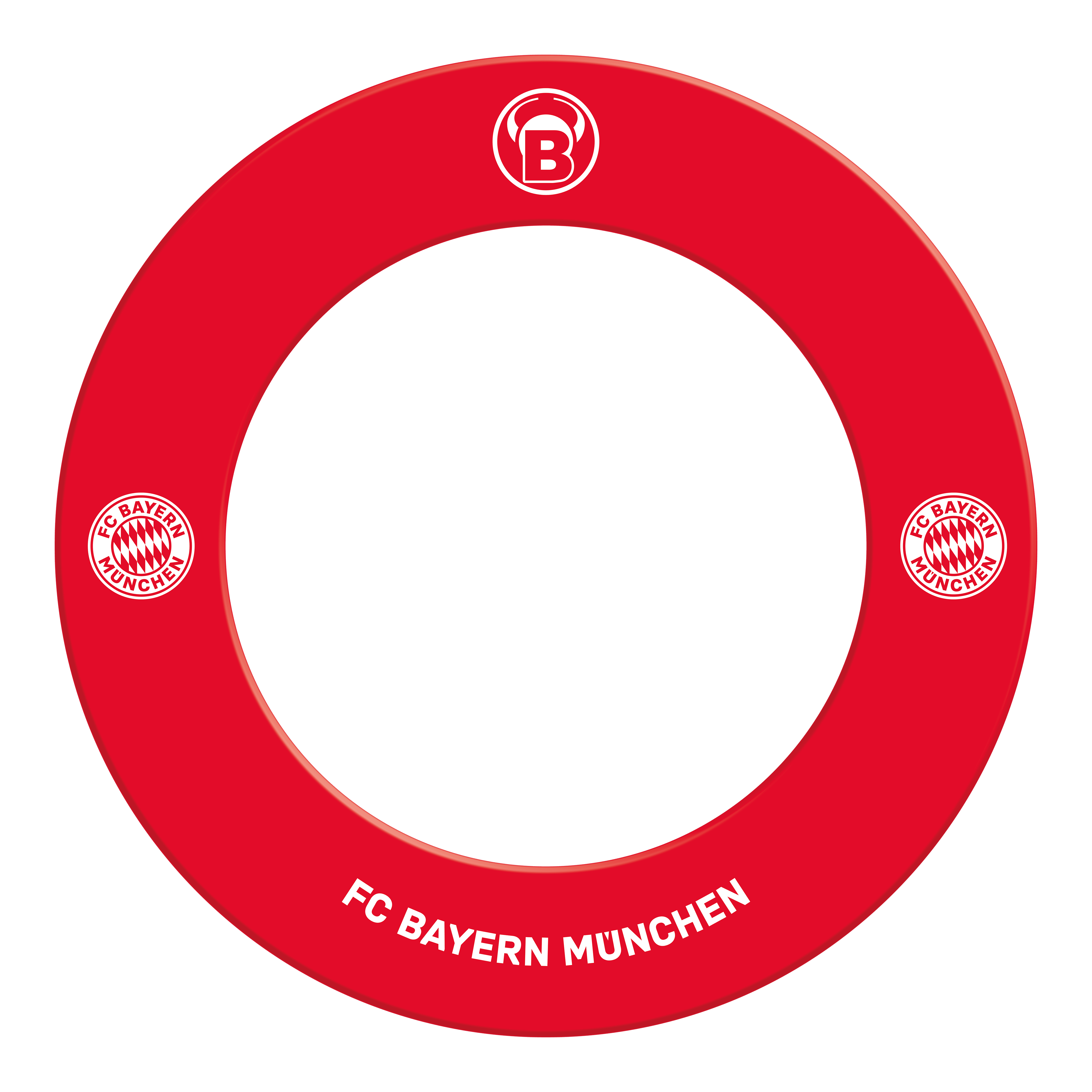 Bulls FC Bayern Munich Premium Dartboard Surround Auf dem Bild ist das Bulls FC Bayern München Premium Dartboard Surround zu sehen. Das Surround schützt die Wand und trägt das Logo des FC Bayern München.