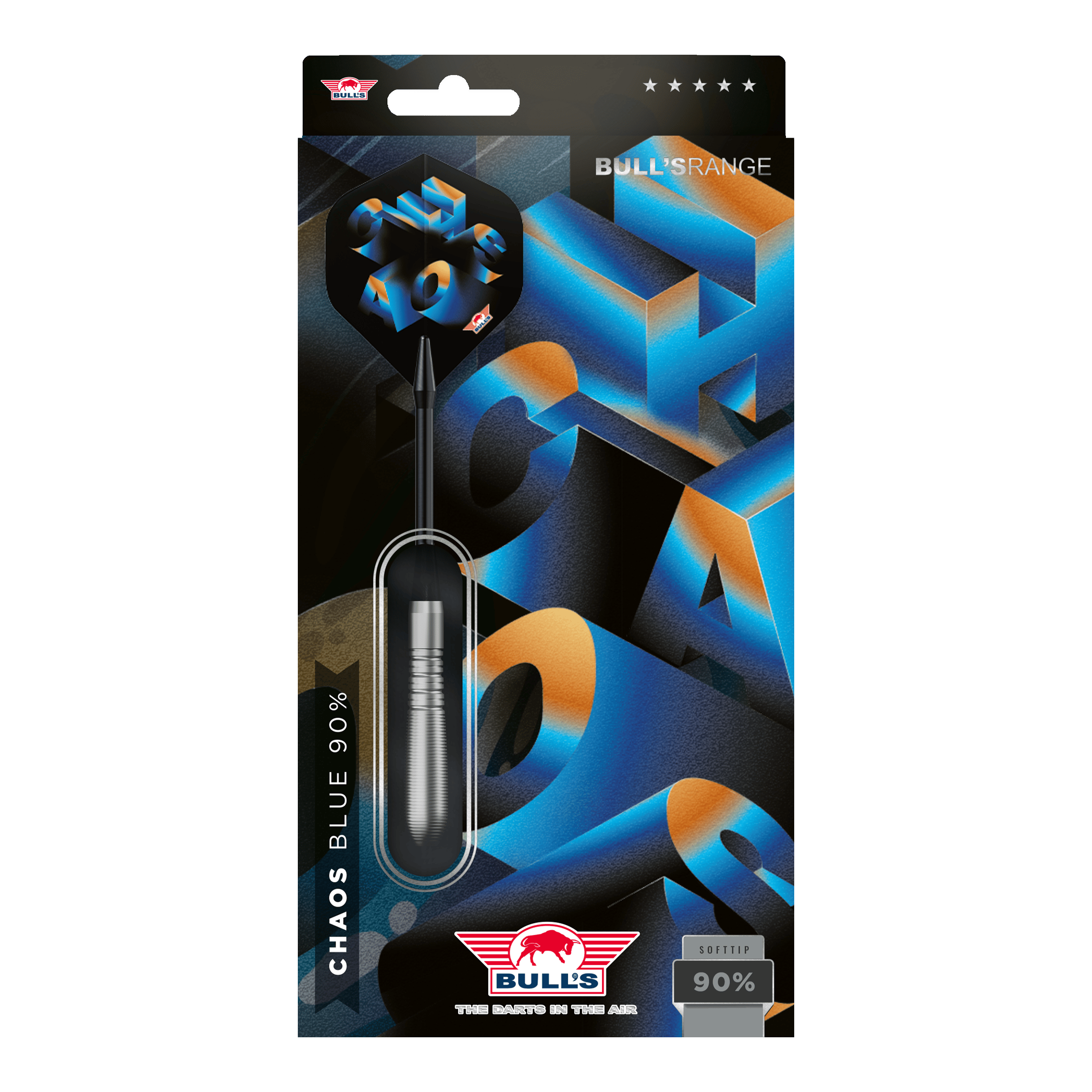 Bulls NL Chaos Blue Soft Darts - 19g Hier sind Bulls NL Chaos Blue Softdarts - 19g abgebildet. Das Design hebt die blaue Farbe und die schlanke Form der Darts hervor.