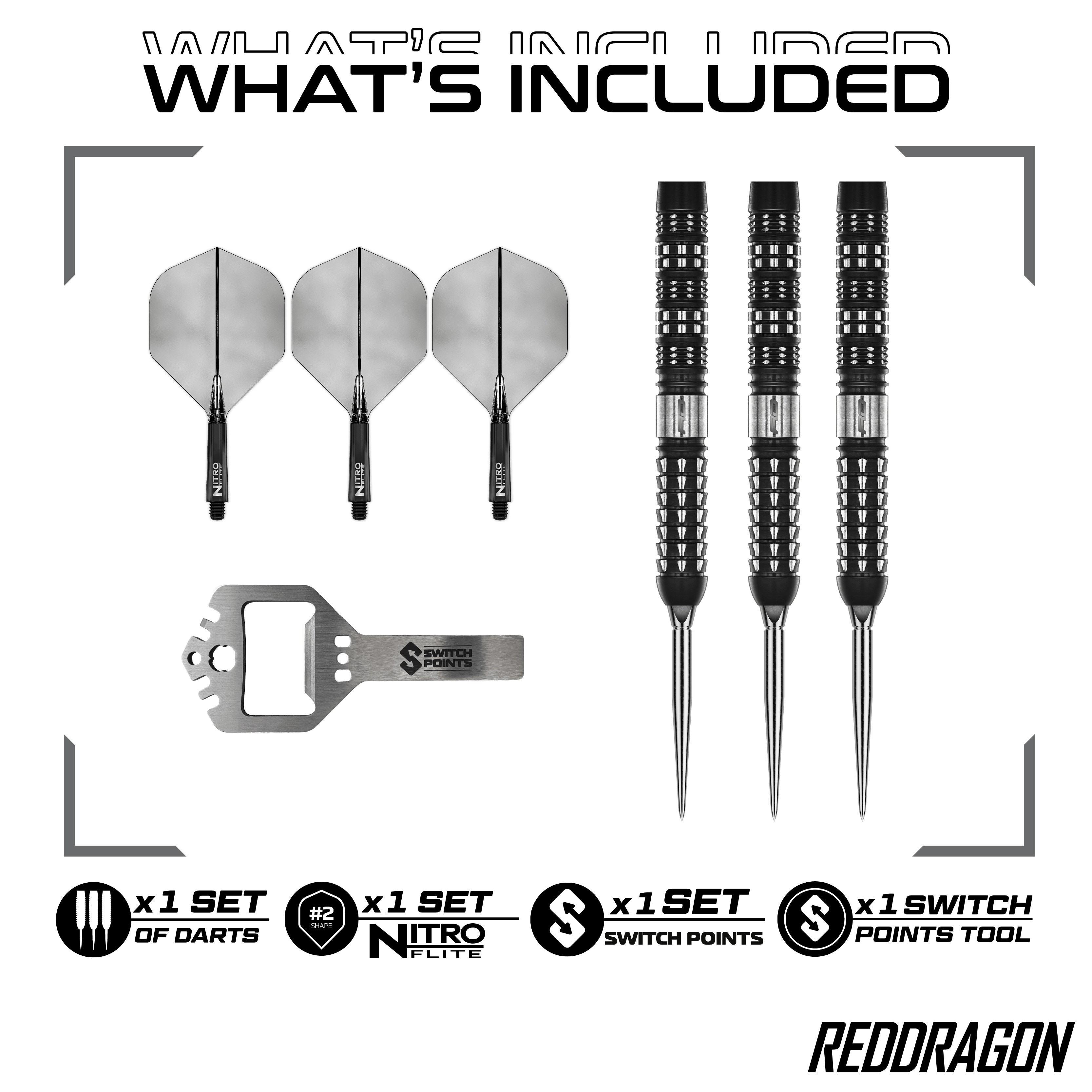 Red Dragon Recon Parallel Steeldarts Das Bild zeigt Red Dragon Recon Parallel Steeldarts. Es handelt sich um hochwertige Steeldarts mit einem modernen Design.
