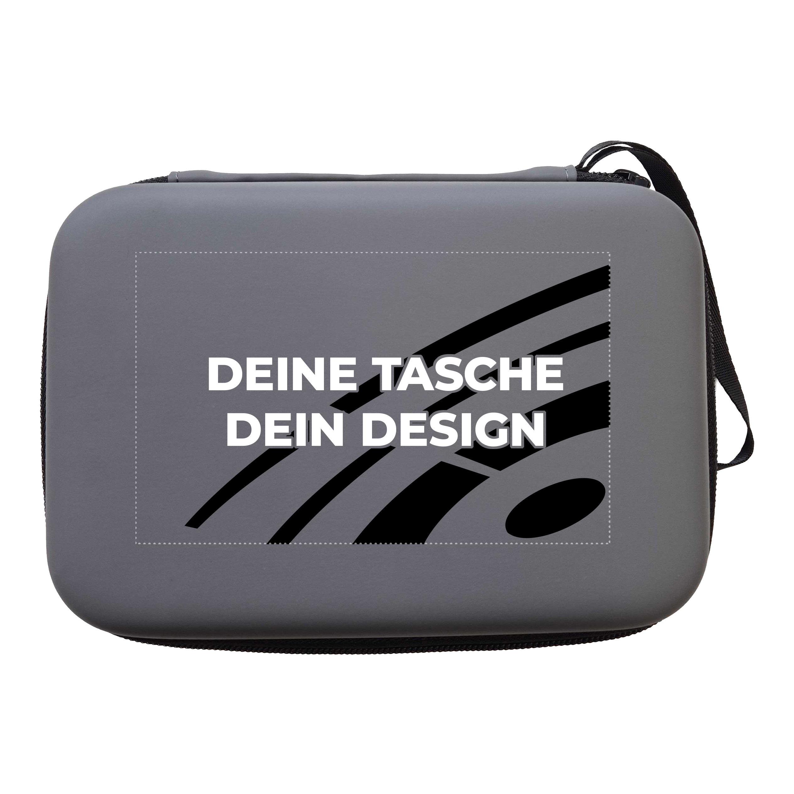 System-4 dart case with your design Das Foto zeigt ein McDart System4 Dartcase in Grau. Das Etui ist teilweise geöffnet und gibt einen Einblick ins Innere.