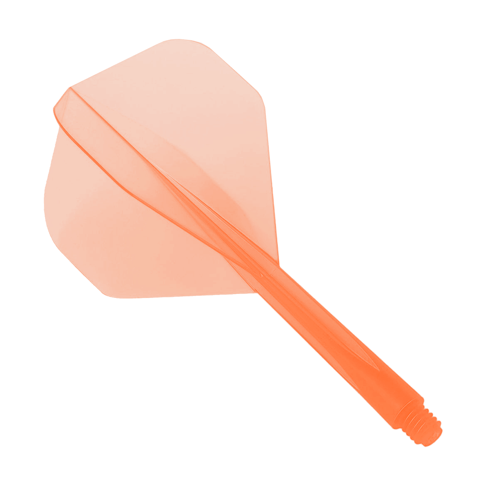 Condor_Zero_Stress_Clear_Orange_Flight_System_Standard_1 Das Bild zeigt das Produkt "Condor Zero-Stress Clear Orange Flight System Standard". Es handelt sich um ein durchsichtiges, orangefarbenes Dartflight-System.