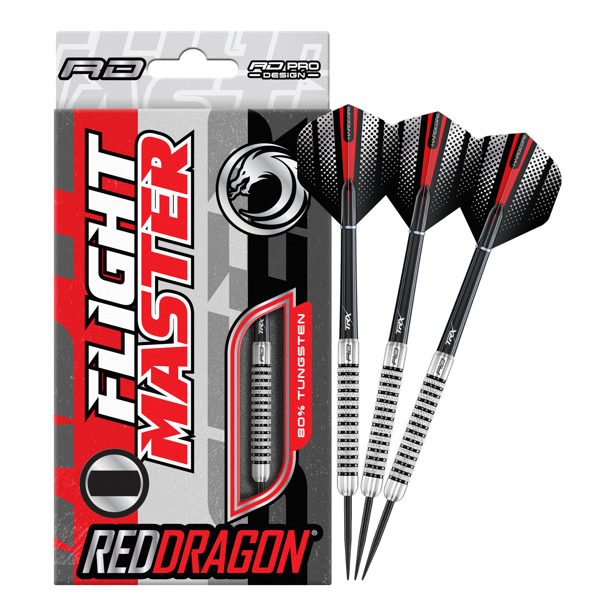 Zu sehen ist das Produkt Red Dragon Flightmaster Fury 2 Steeldarts mit einem Gewicht von 25g. Die Steeldarts sind optimal für ambitionierte Spieler geeignet.