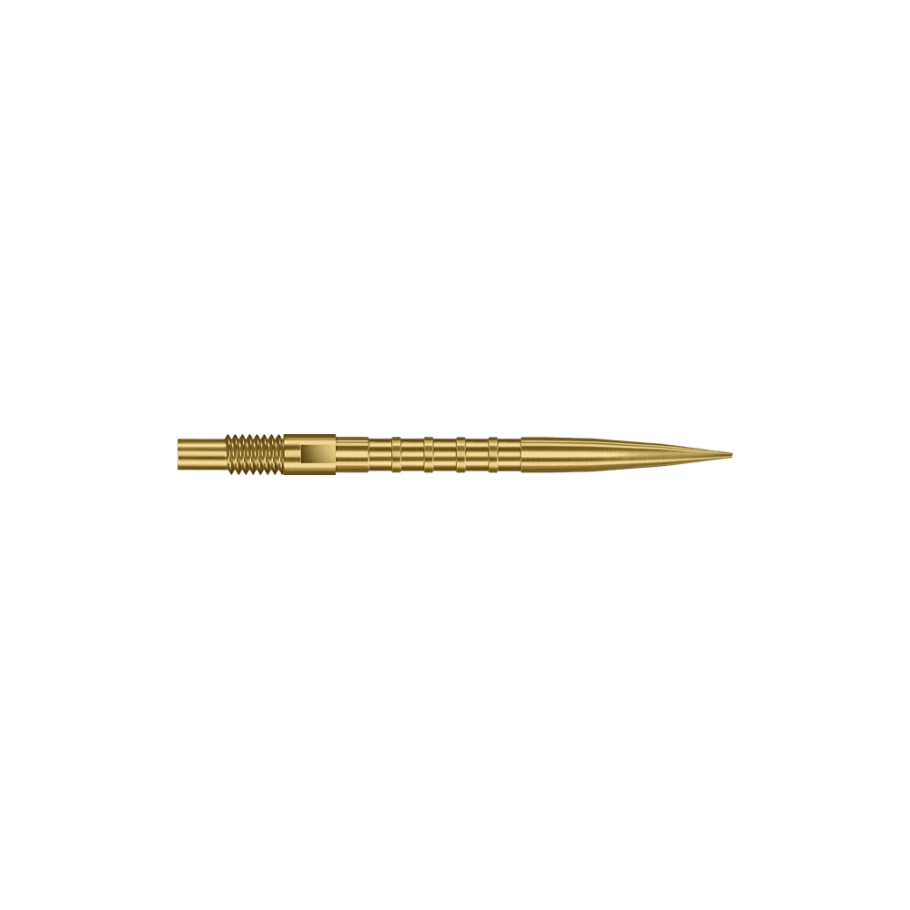 Harrows Quick Point Heavy Metal Dart Tips - Gold Diese Abbildung zeigt goldene Dartspitzen mit Heavy Metal Grip, 26 mm. Die Spitzen sind besonders für präzises Darten geeignet.