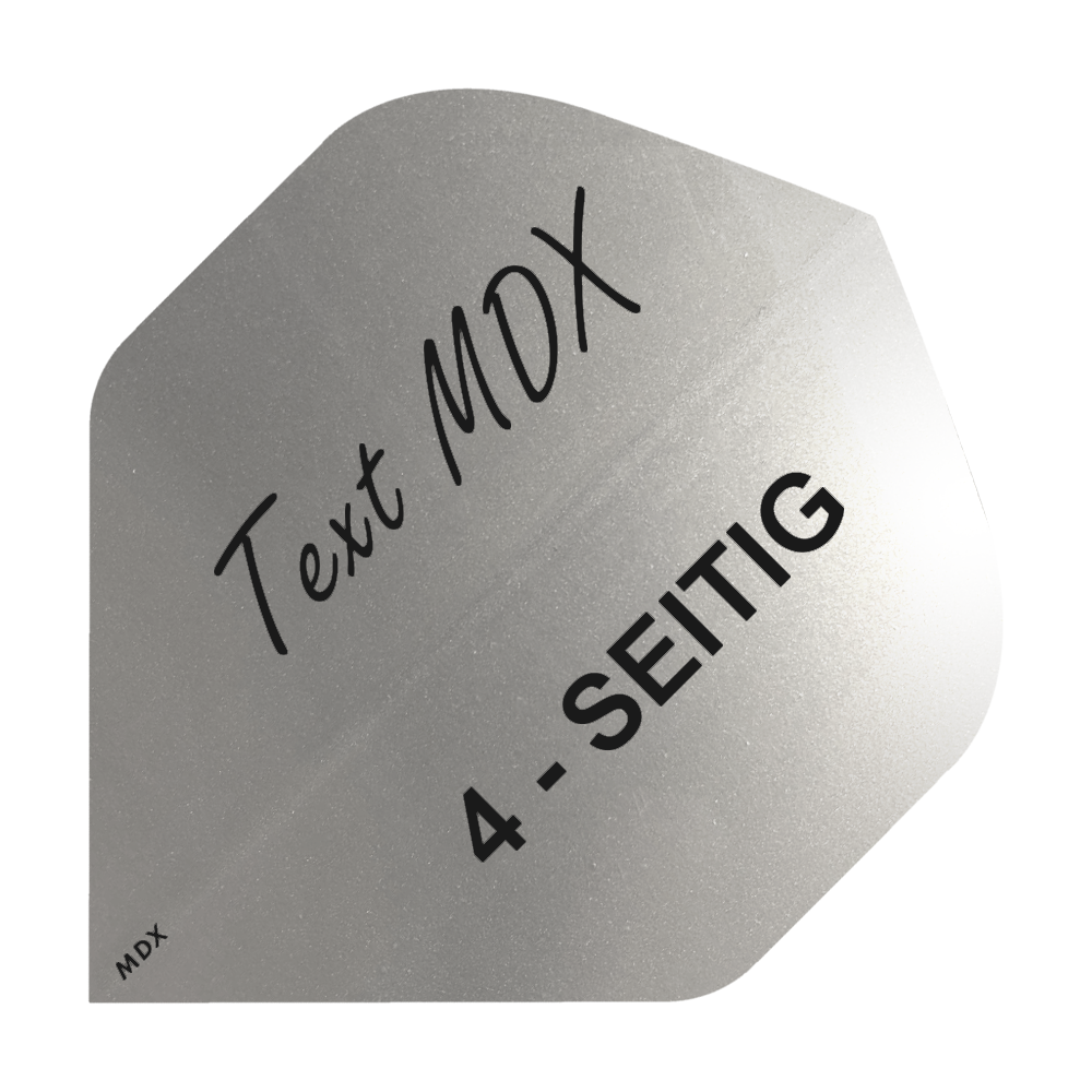 10 sets of printed metallic flights 4-sided - custom text - MDX Standard