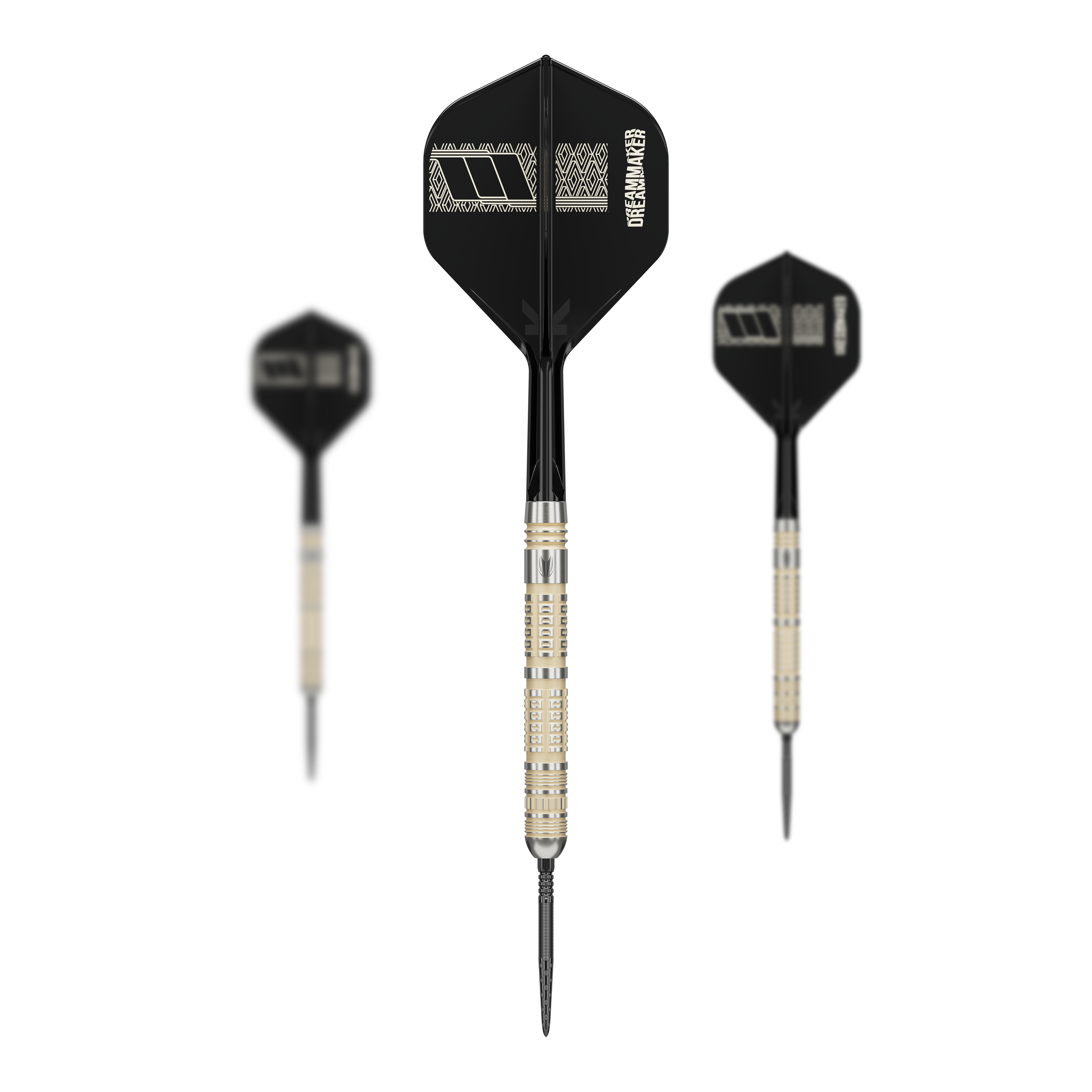 Target Dimitri Van Den Bergh 95K Swiss Point Steel Darts Gezeigt werden die Target Dimitri Van Den Bergh 95K Swiss Point Steeldarts als Set. Auf dem Bild sind mehrere Steeldarts zusammen dargestellt.